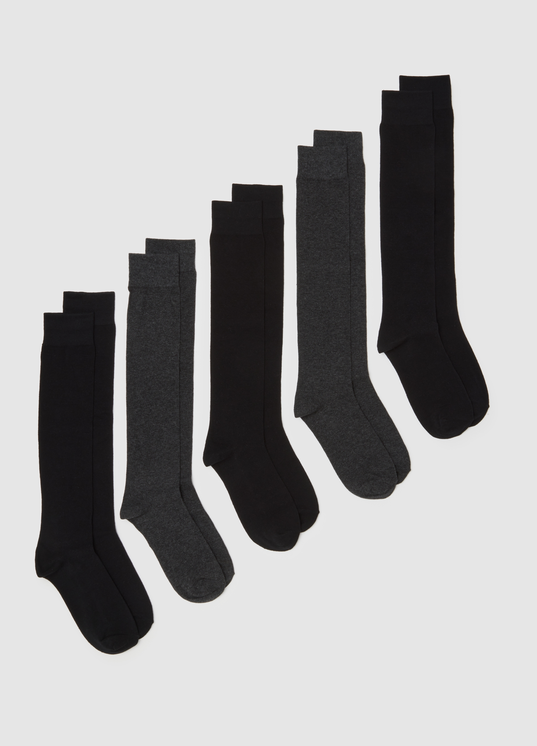 Juego Multipack De Calcetines Largos De Algodón Elástico Multicolor, Hombre, Negro/Gris, Talla: 38/42