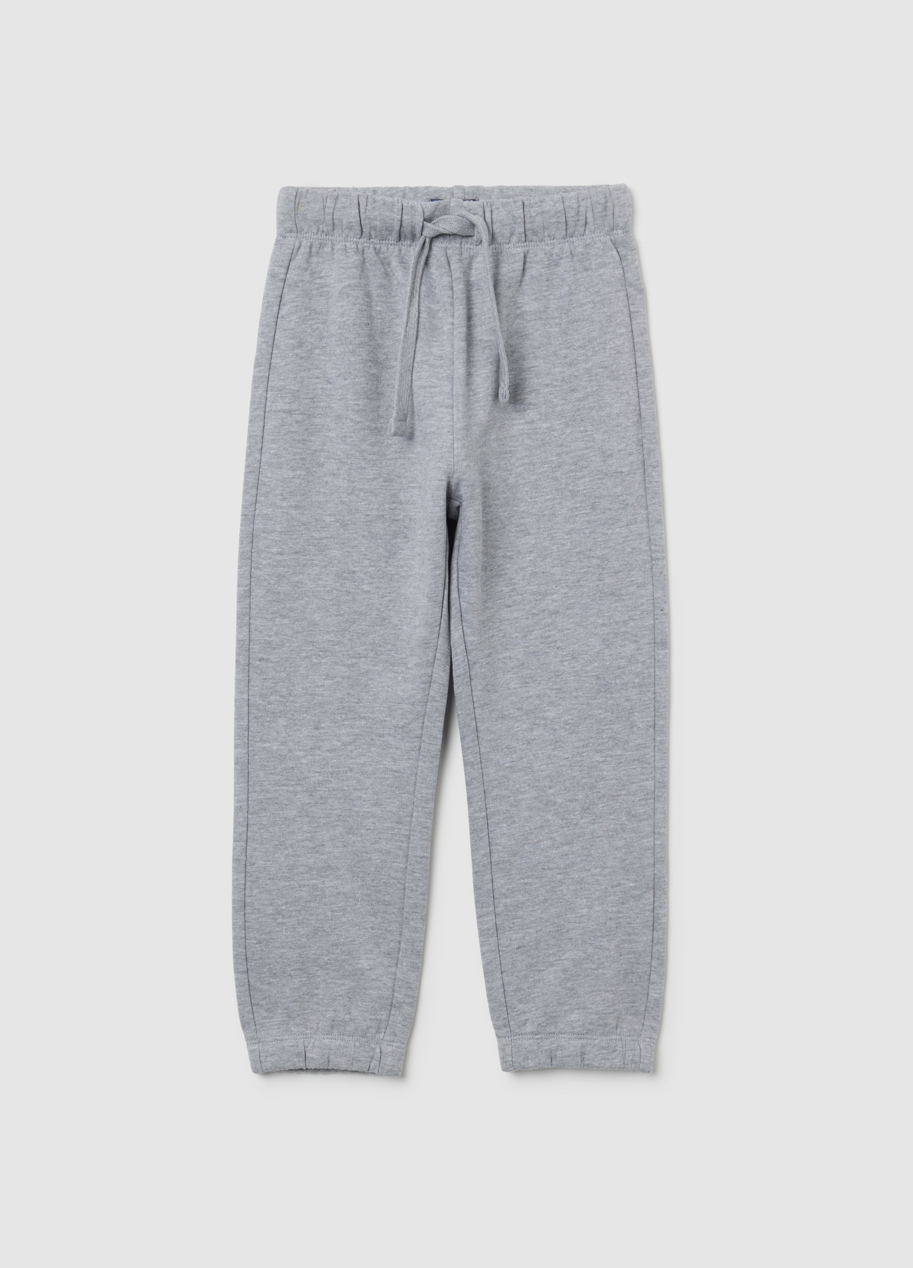 Pantaloni Da Bambino In Puro Cotone Grigio Regular Fit, Niño, Gris jaspeado, Talla: 9-10