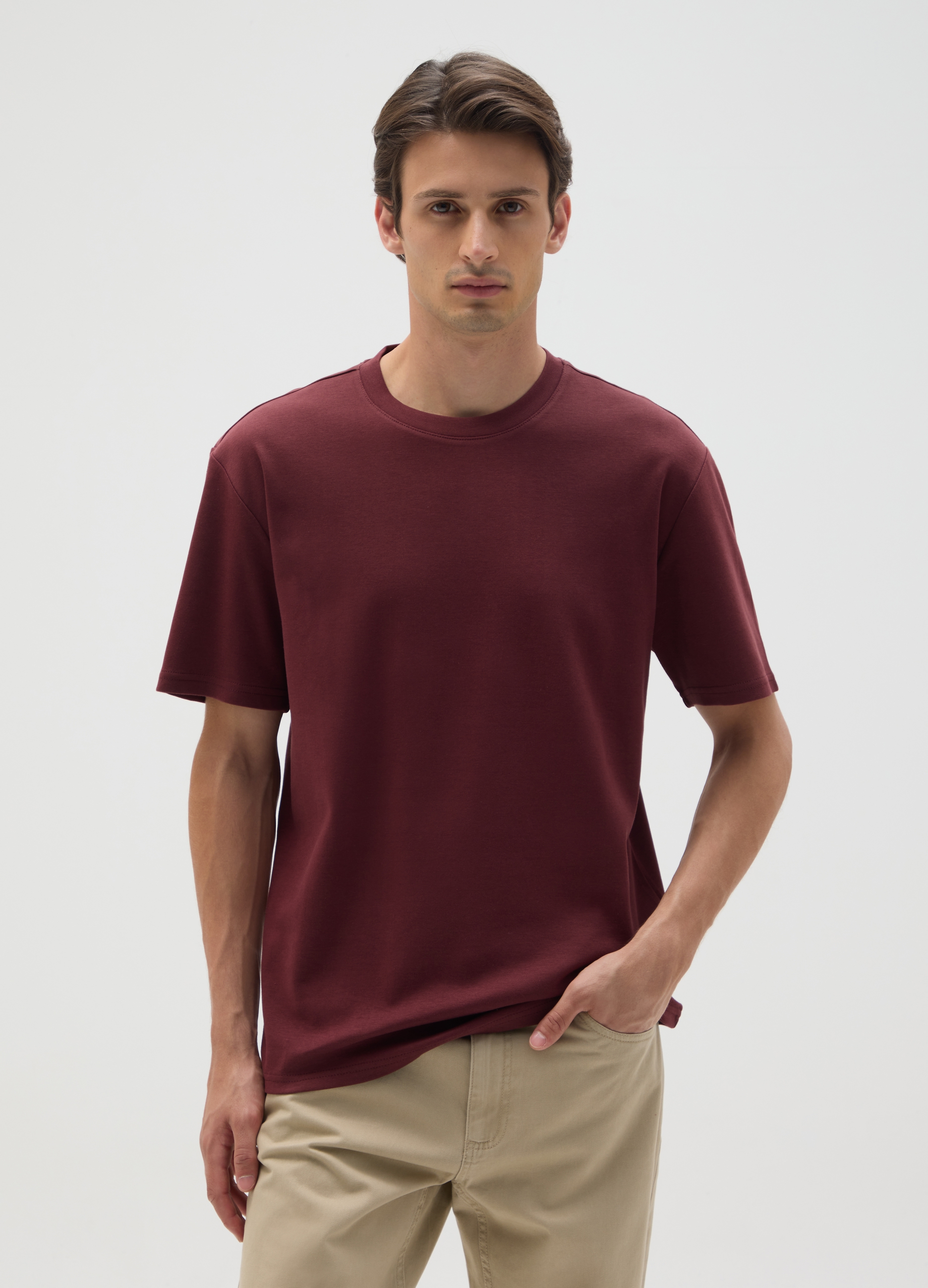 OVS , T-shirt In Puro Cotone Rosso Relaxed Fit, Uomo, Rosso, Taglia: XL
