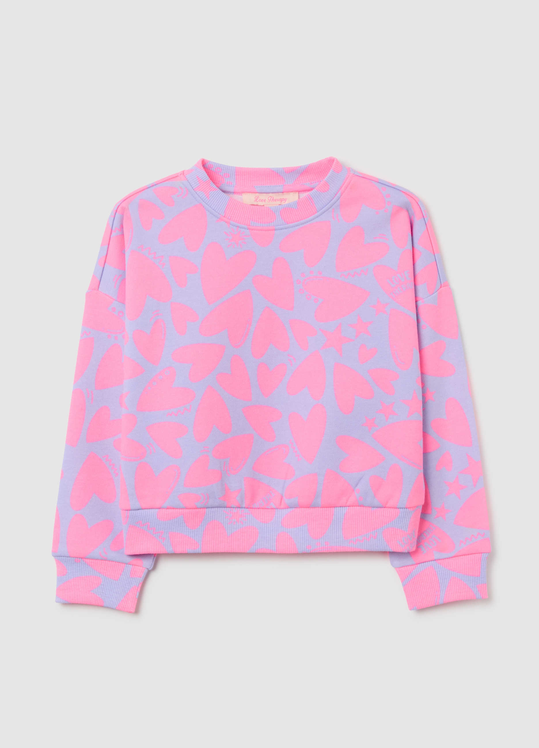 Sudadera Multicolor De Mezcla De Algodón Para Niñas, Ajuste Regular Con Cuello Redondo, Niña, Rosa/Azul Claro, Talla: 7-8