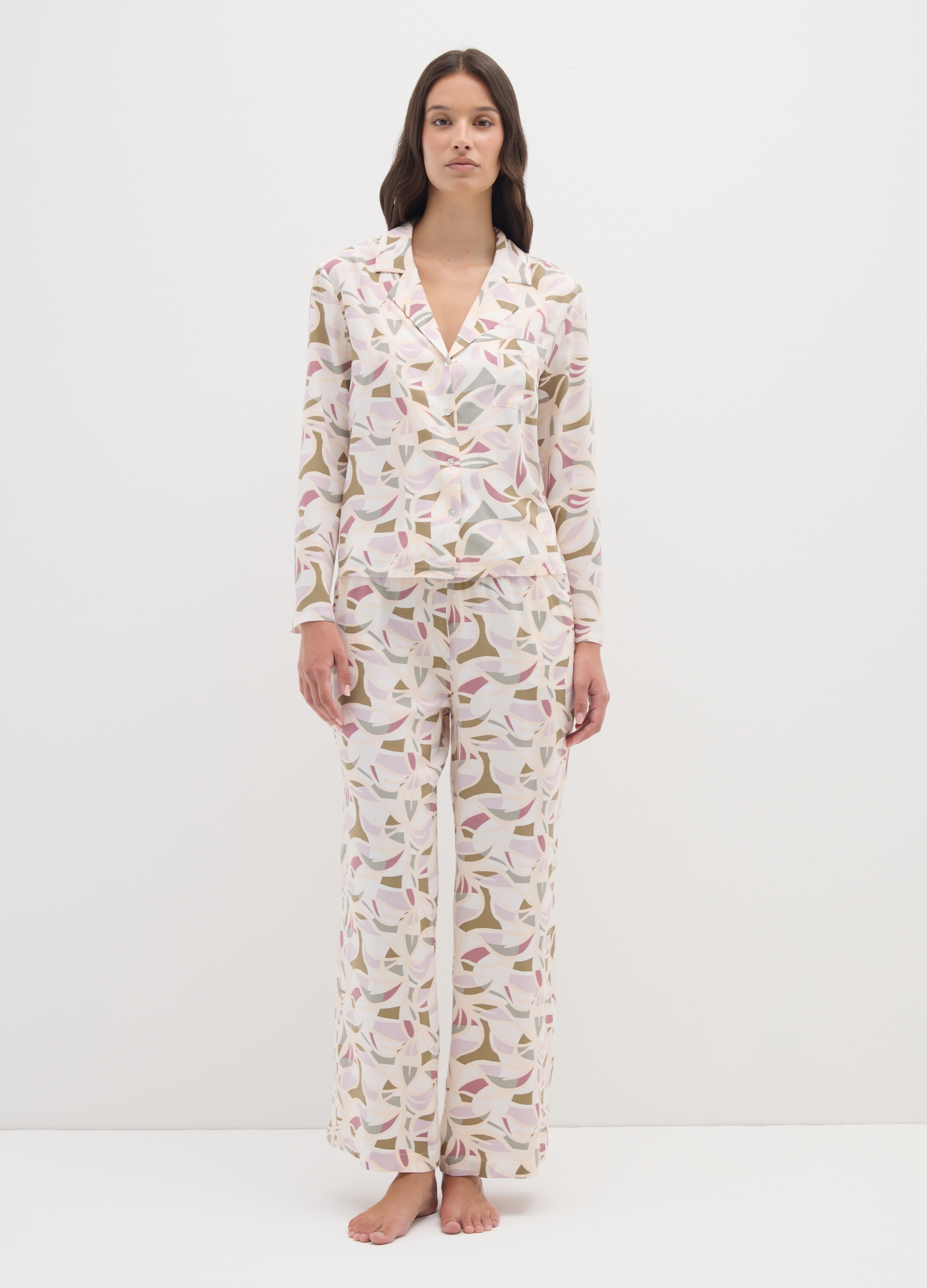 OVS, Pantaloni Pigiama Palazzo In Viscosa Multicolor Regular Fit, Donna, Multicolor, Taglia: M