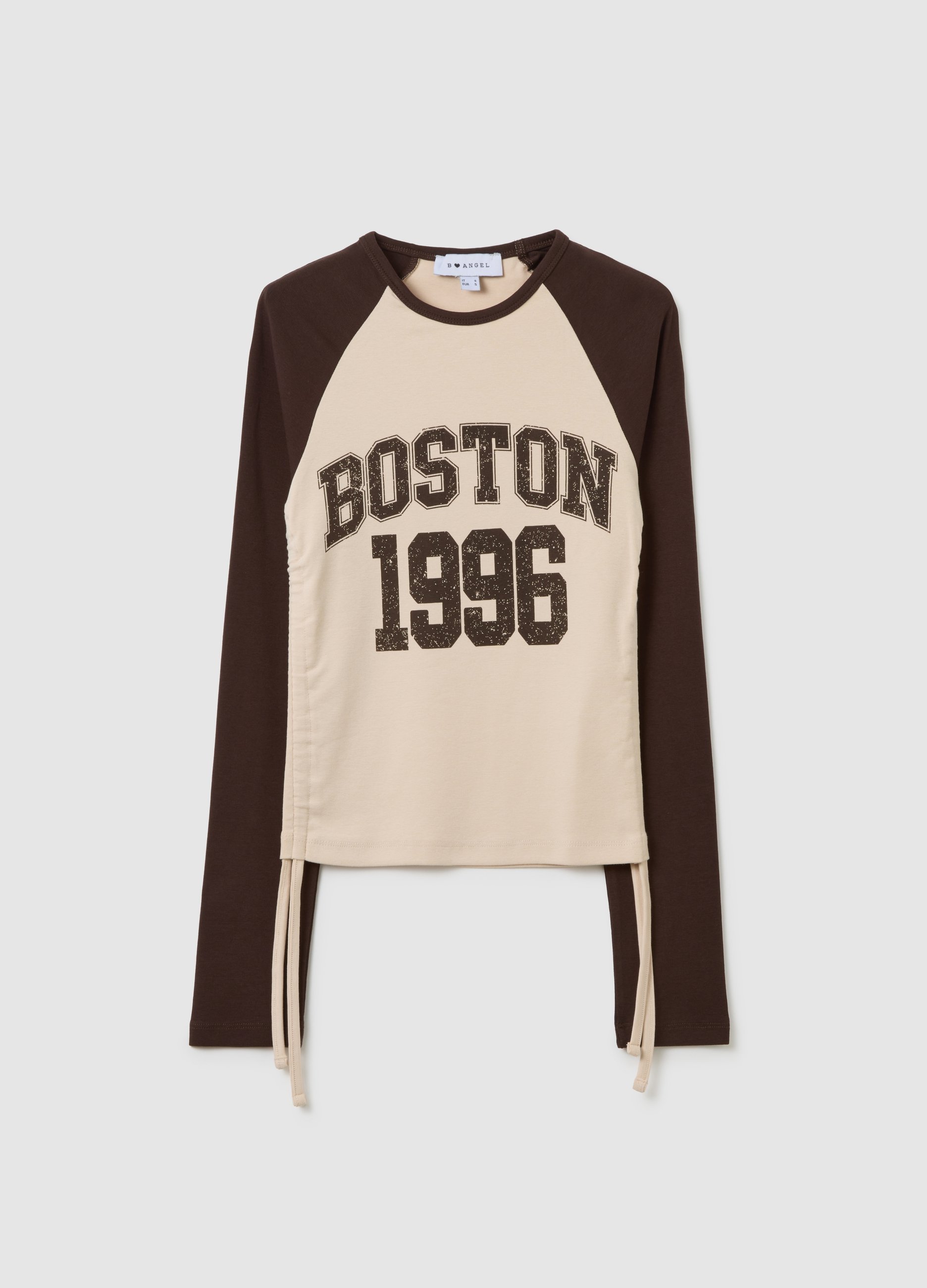 Maglia In Cotone Elasticizzato Multicolor Con Stampa, Mujer, Marrón beige, Talla: S