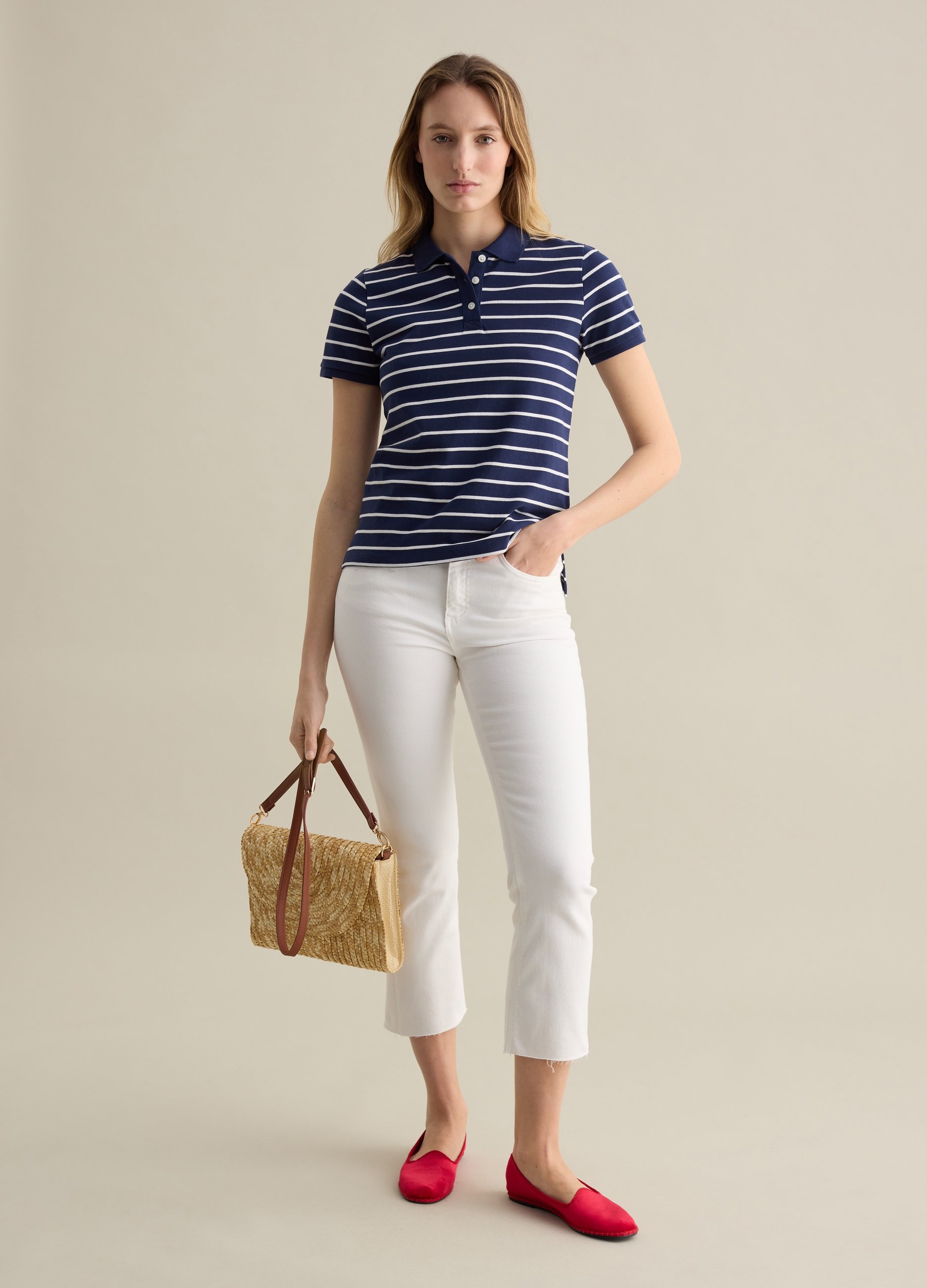 PIOMBO, Polo In Piquet A Righe Bianche E Blu, Donna, Multicolor, Taglia: XXL