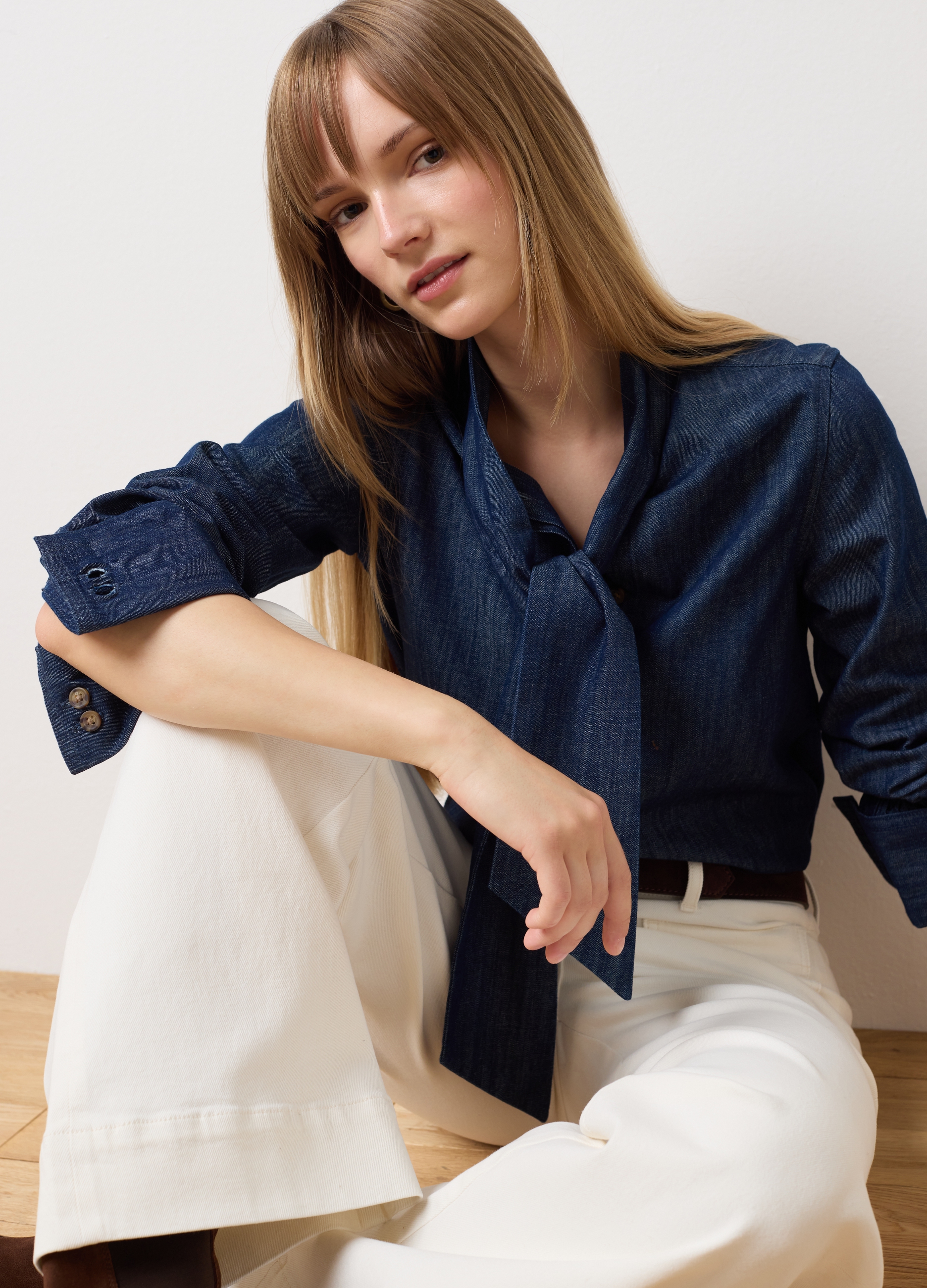 LES COPAINS, Camicia In Puro Cotone Denim Regular Fit, Donna, Denim, Taglia: M