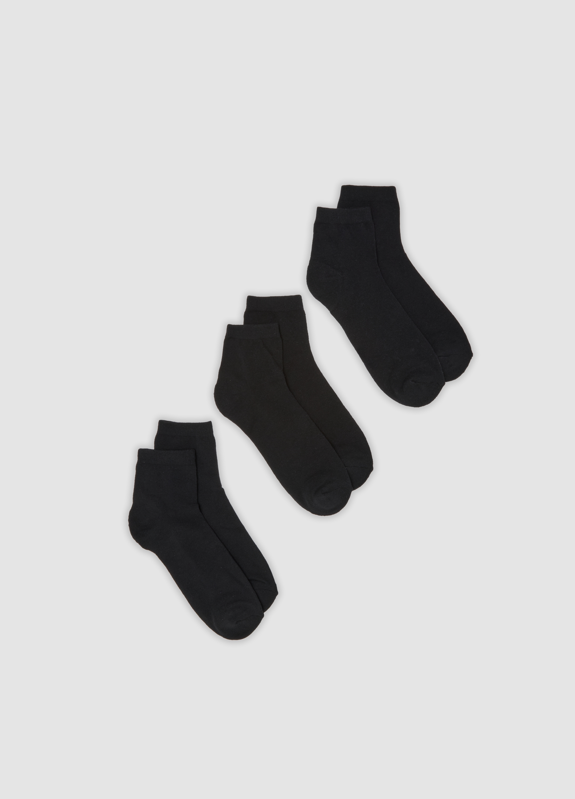 OVS, Tripack Di Calze Sportive Nere Alla Caviglia In Cotone Organico, Uomo, Nero, Taglia: 38-42