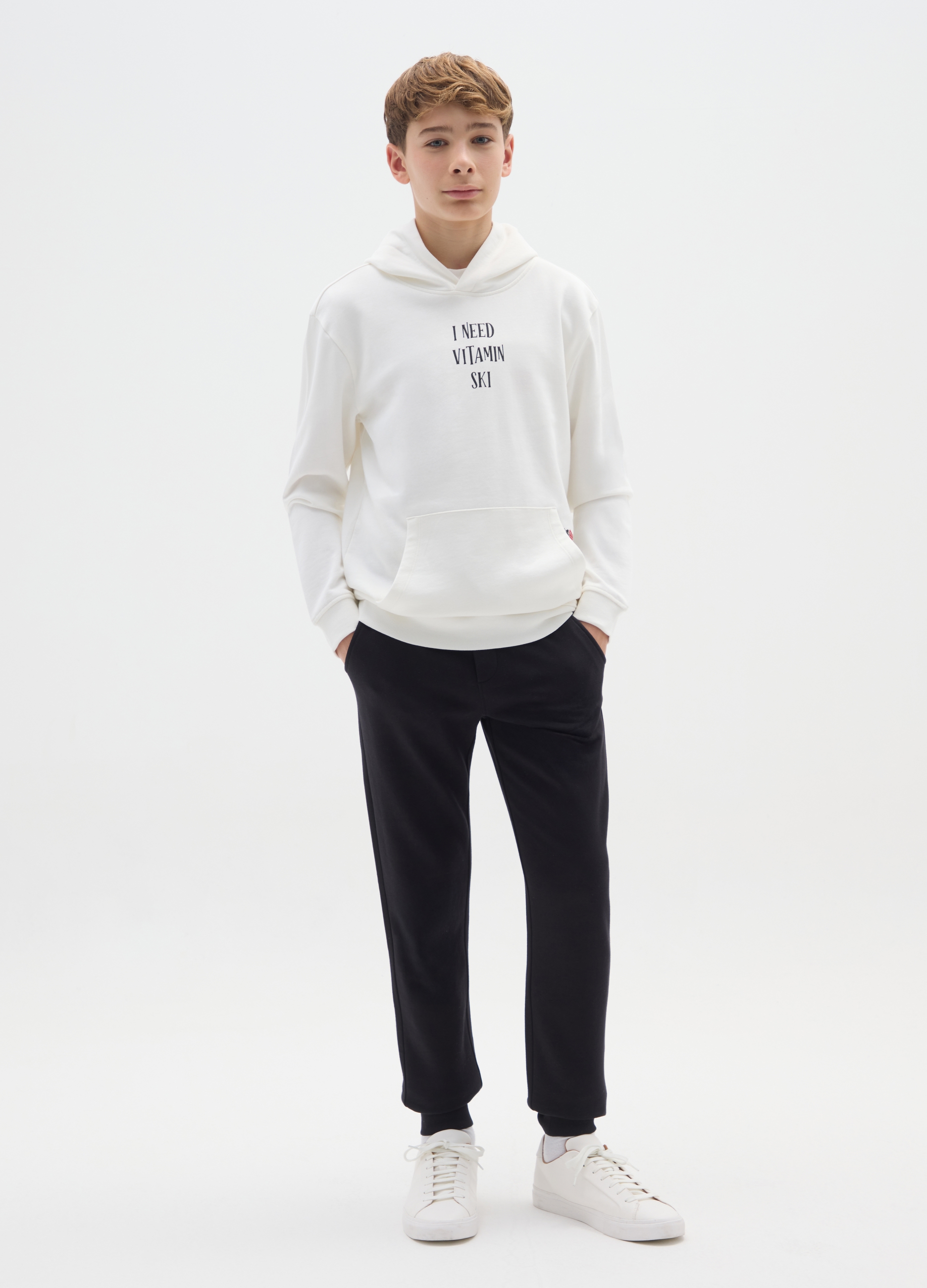 OVS KIDS, Jogger Neri Da Ragazzo In Puro Cotone Regular Fit Con Ricamo, Bambino, Nero, Taglia: 13-14