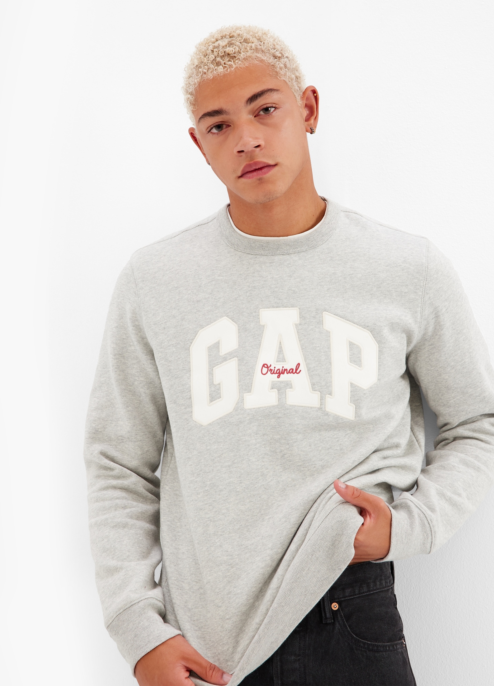 GAP, Felpa Girocollo Con Logo Gap, Uomo, Grigio, Taglia: XS