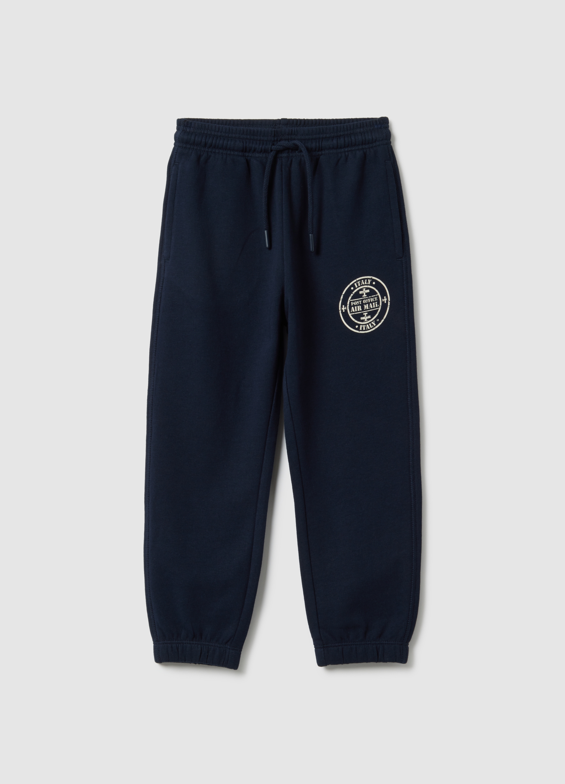 OVS KIDS, Pantalones De Jogging Azul Para Niños De Algodón Puro, Ajuste Regular Con Logo, Niño, Azul oscuro, Talla: 9-10