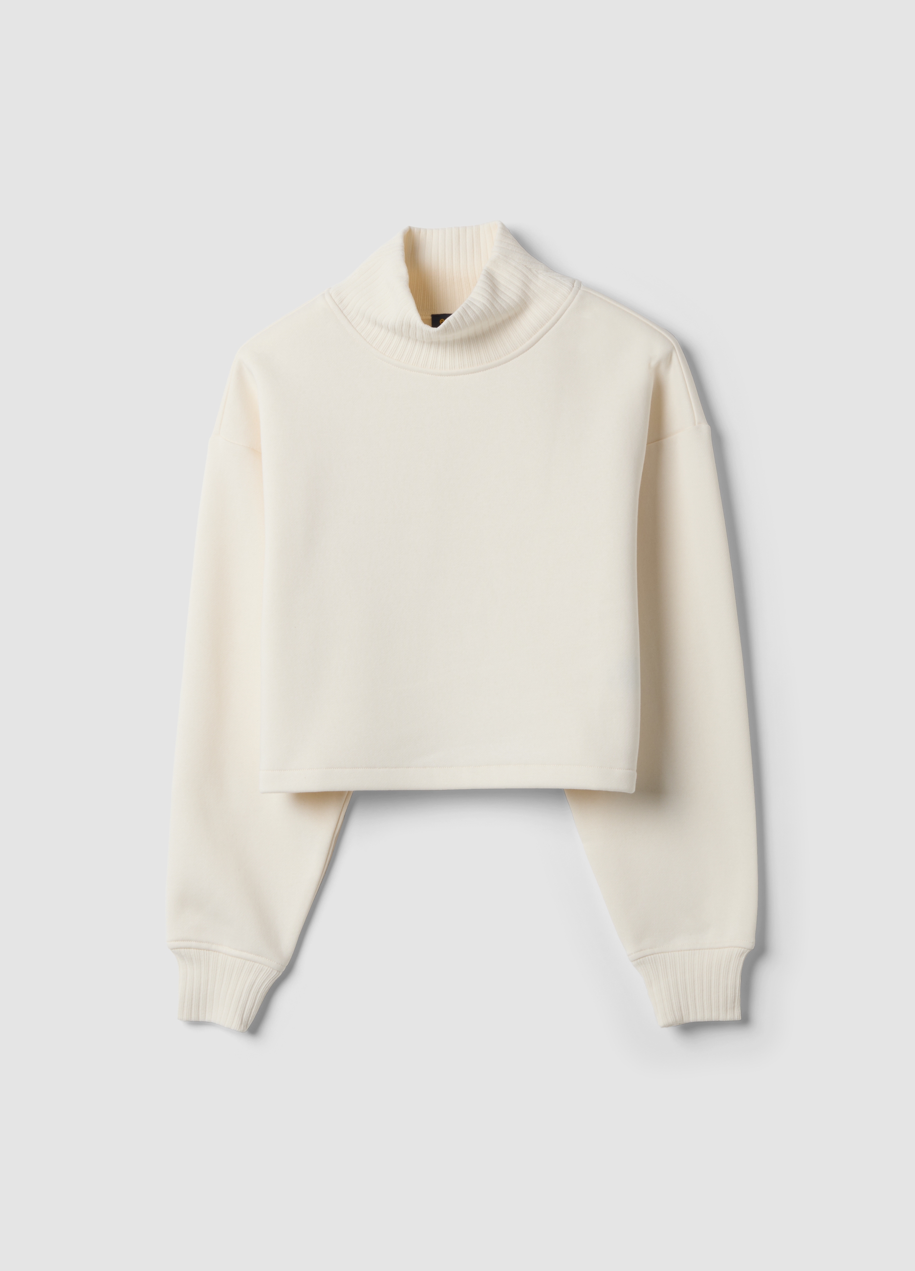 OVS, Felpa Bianca Cropped In Misto Cotone Fleece Con Girocollo, Donna, Bianco, Taglia: M
