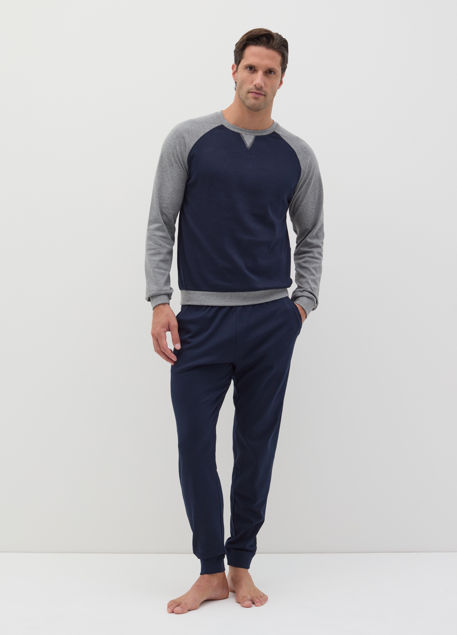 OVS, Pigiama Lungo Con Maniche Raglan, Uomo, Grigio, Taglia: XXL