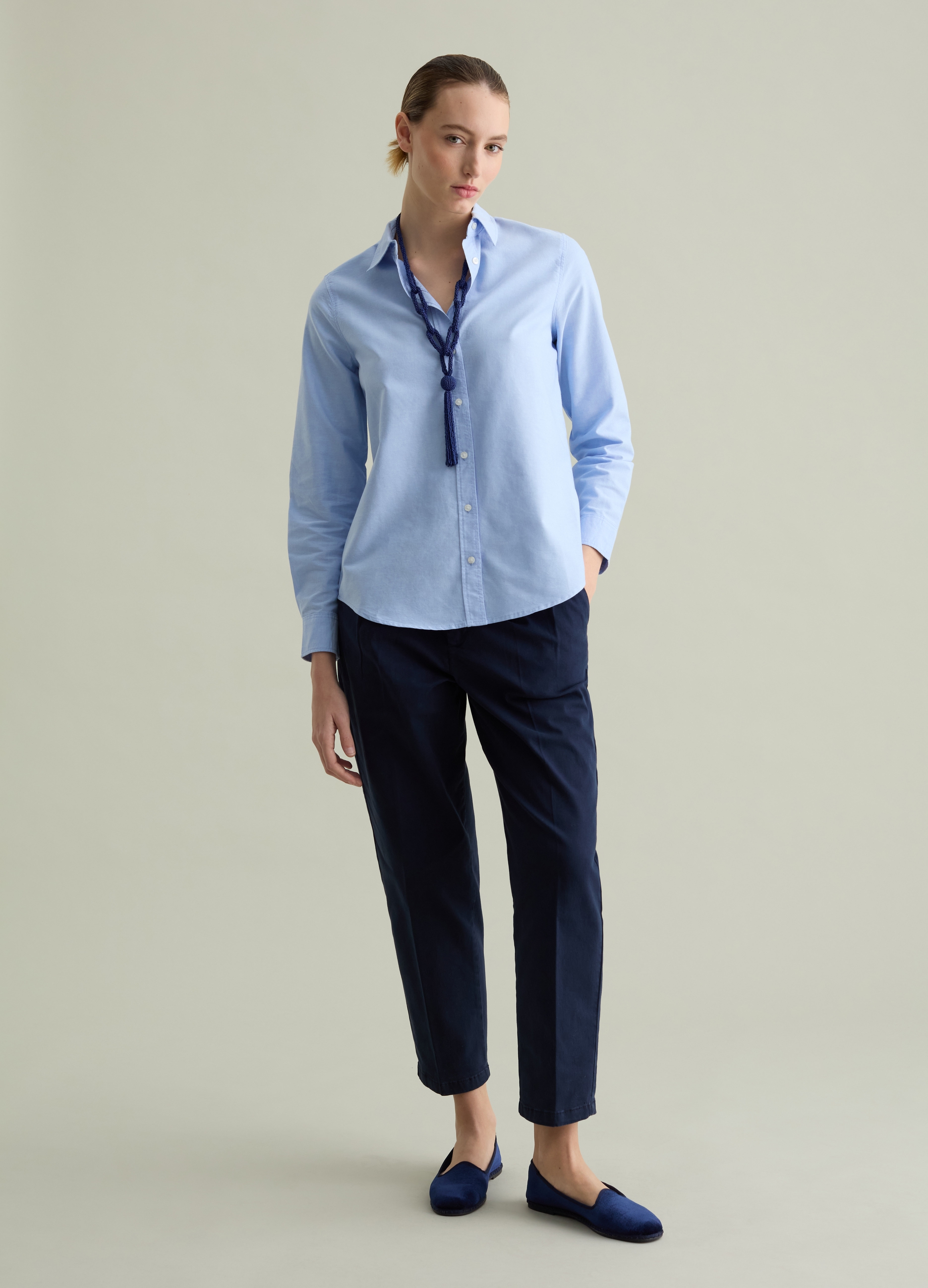 PIOMBO, Camisa De Algodón Oxford, Mujer, Azul Claro, Talla: 42