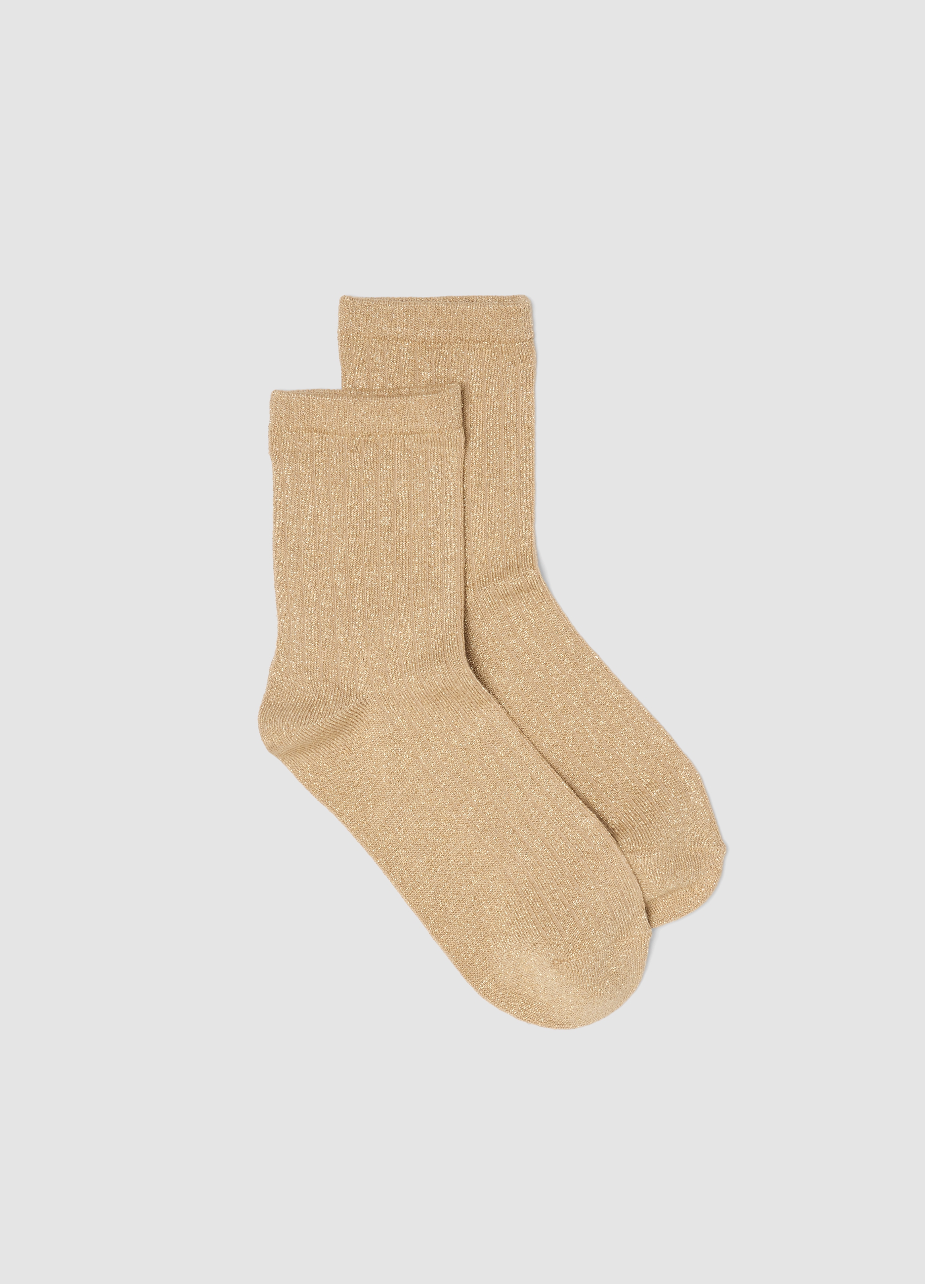 OVS, Calzini Beige In Tessuto Elasticizzato Con Filati Lurex, Donna, Beige, Taglia: ONE SIZE