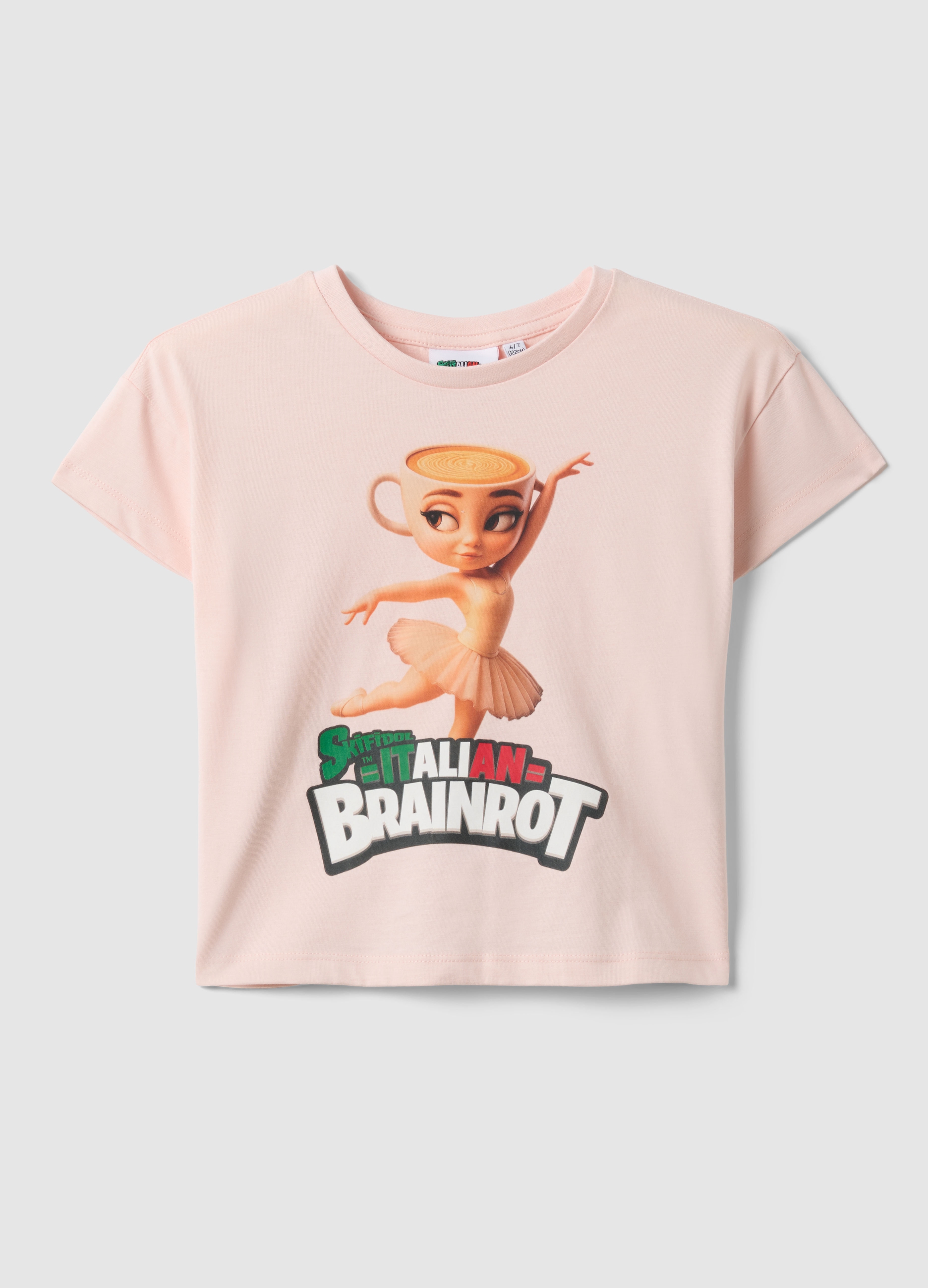 OVS KIDS, Camiseta Rosa De Algodón Puro Para Niña Corte Regular Con Estampado, Niña, Rosa Claro, Talla: 7-8