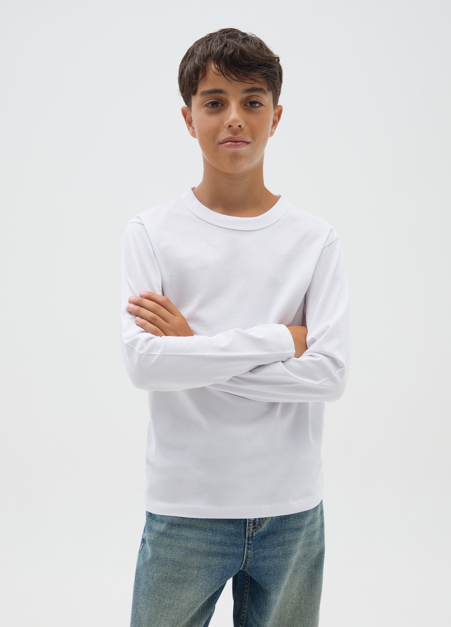 OVS, Jungen-t-shirt Aus Reinem Baumwolle, Weiß, Reguläre Passform, Junge, Reinweiß, Größe: 10-11