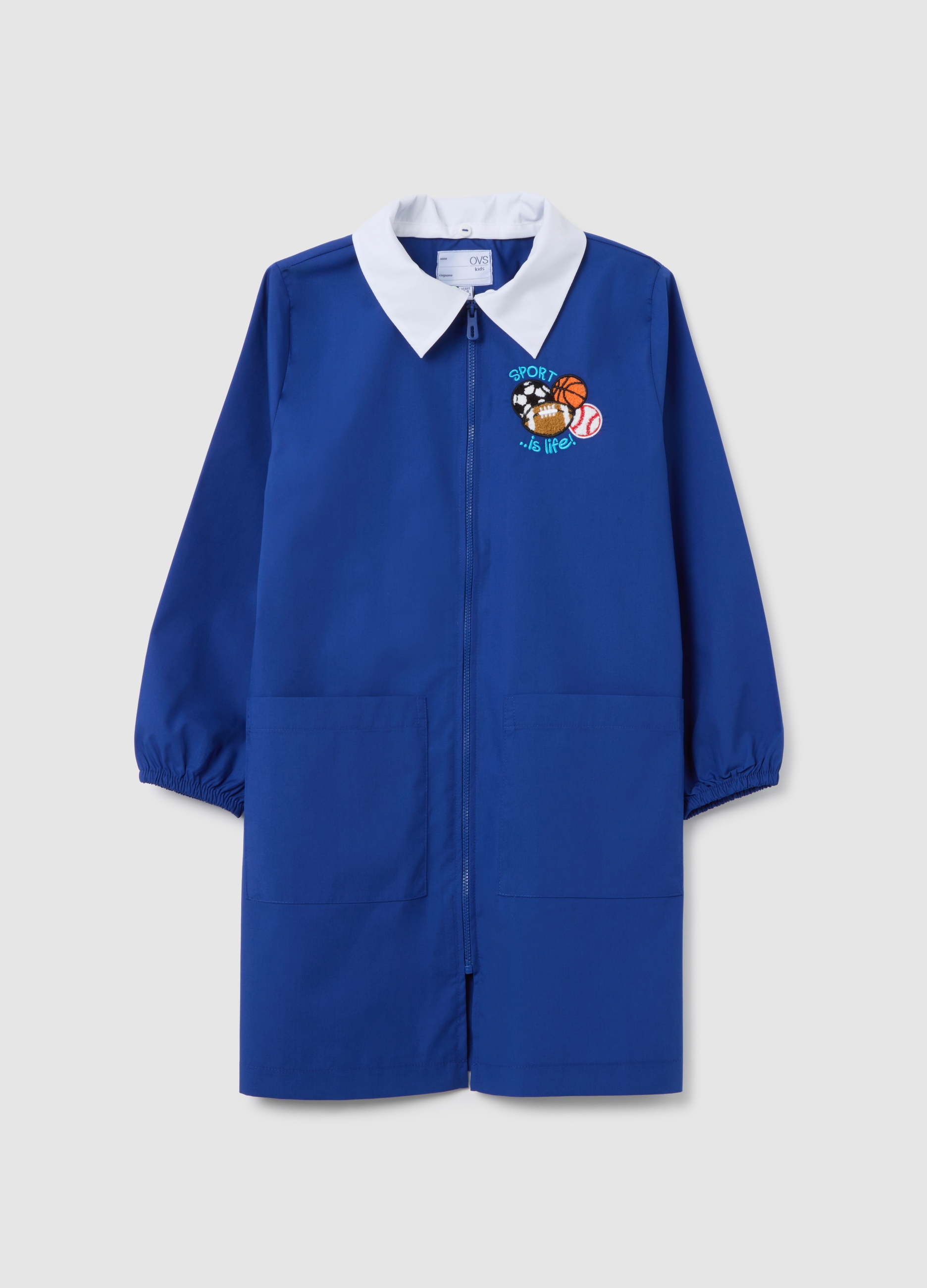 OVS KIDS, Delantal Infantil Multicolor De Mezcla De Algodón Con Cremallera, Niño, Blanco/azul, Talla: 9-10