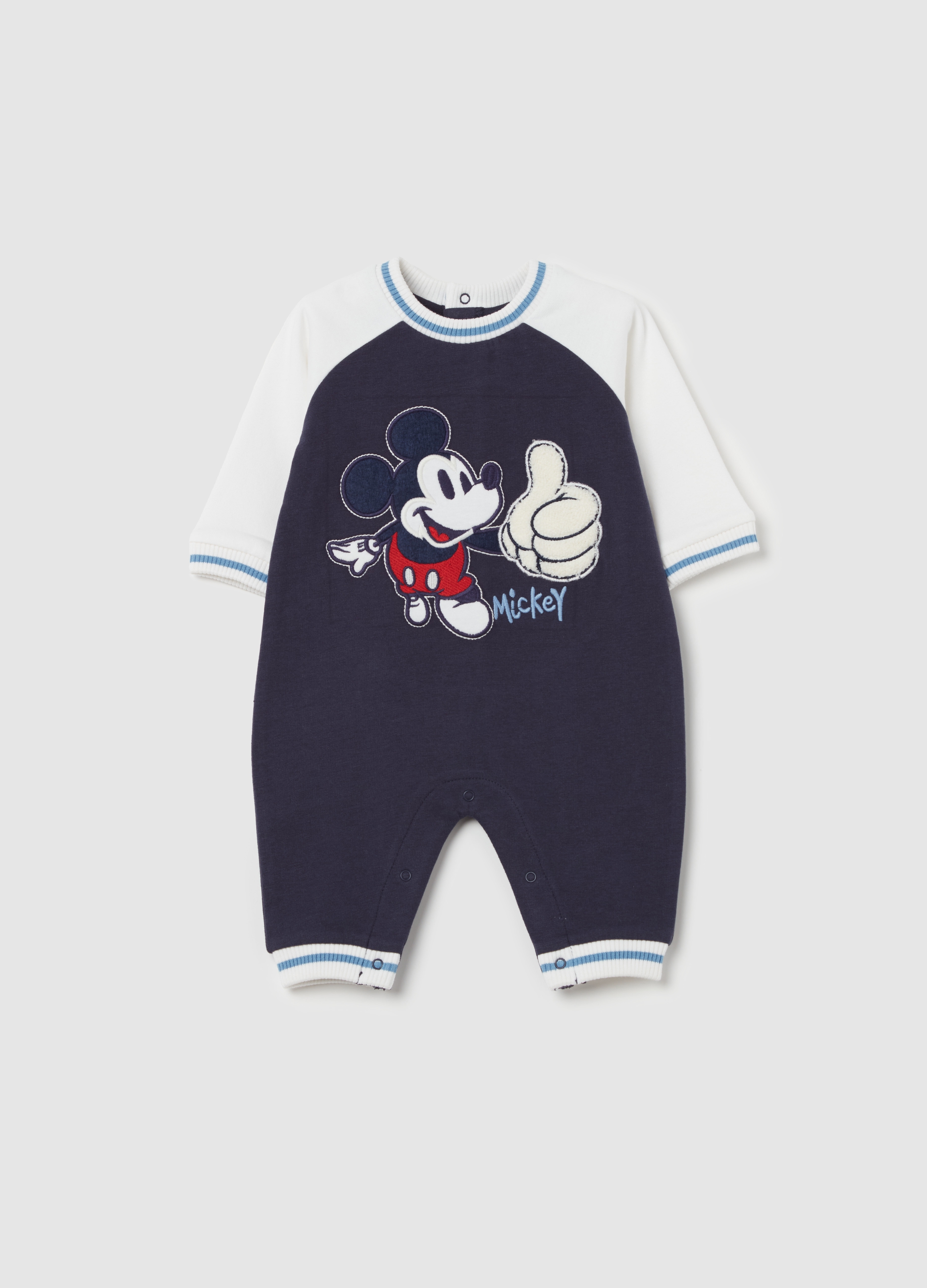 FAGOTTINO, Pelele De Algodón Orgánico Con Parche Mickey, Bebé Niño, Azul/Blanco, Talla: 3-6