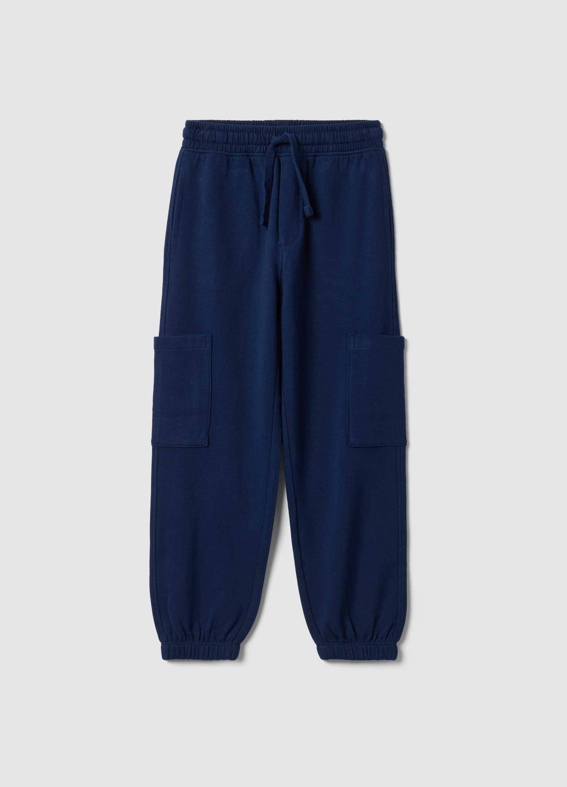 OVS KIDS, Pantaloni Jogger Blu In Puro Cotone Organico Con Tasche Cargo Per Bambino, Blu, Taglia: 3-4
