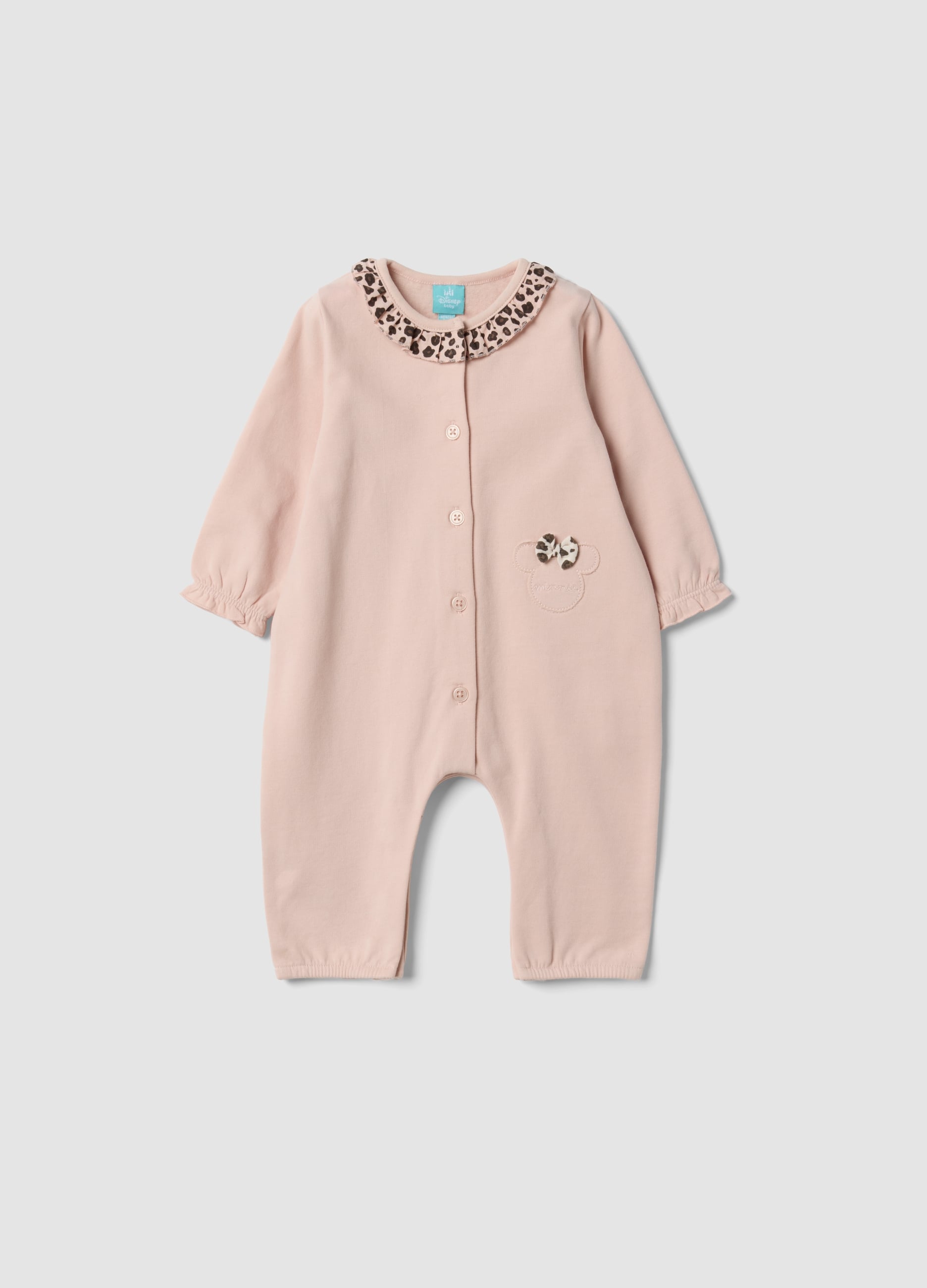 FAGOTTINO, Tutina Rosa In Puro Cotone Organico Con Colletto Volant E Ricamo Minnie, Neonata, Rosa, Taglia: 1-3