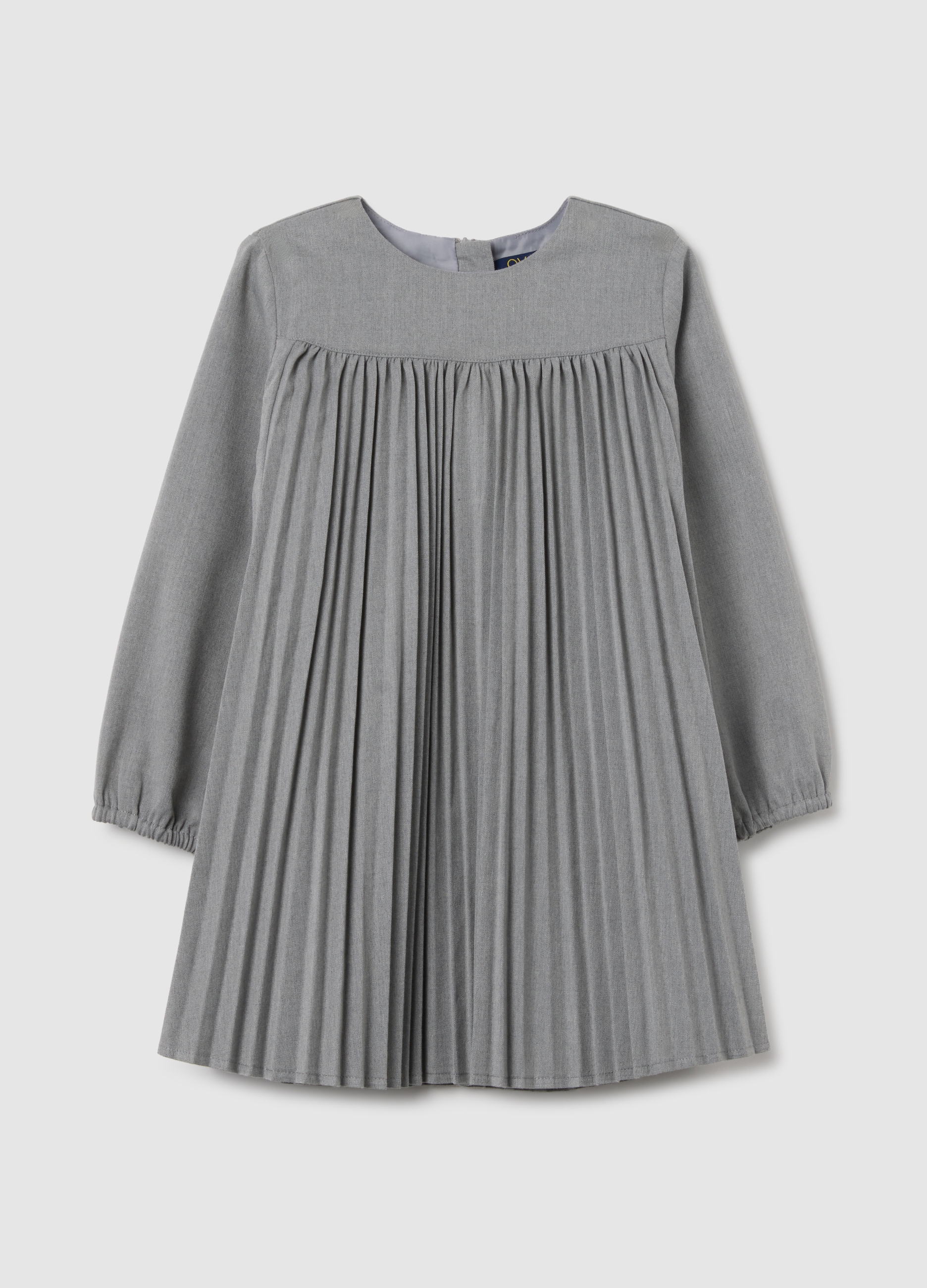 OVS KIDS, Abito Grigio Plissettato Con Maniche Lunghe, Bambina, Grigio, Taglia: 3-4