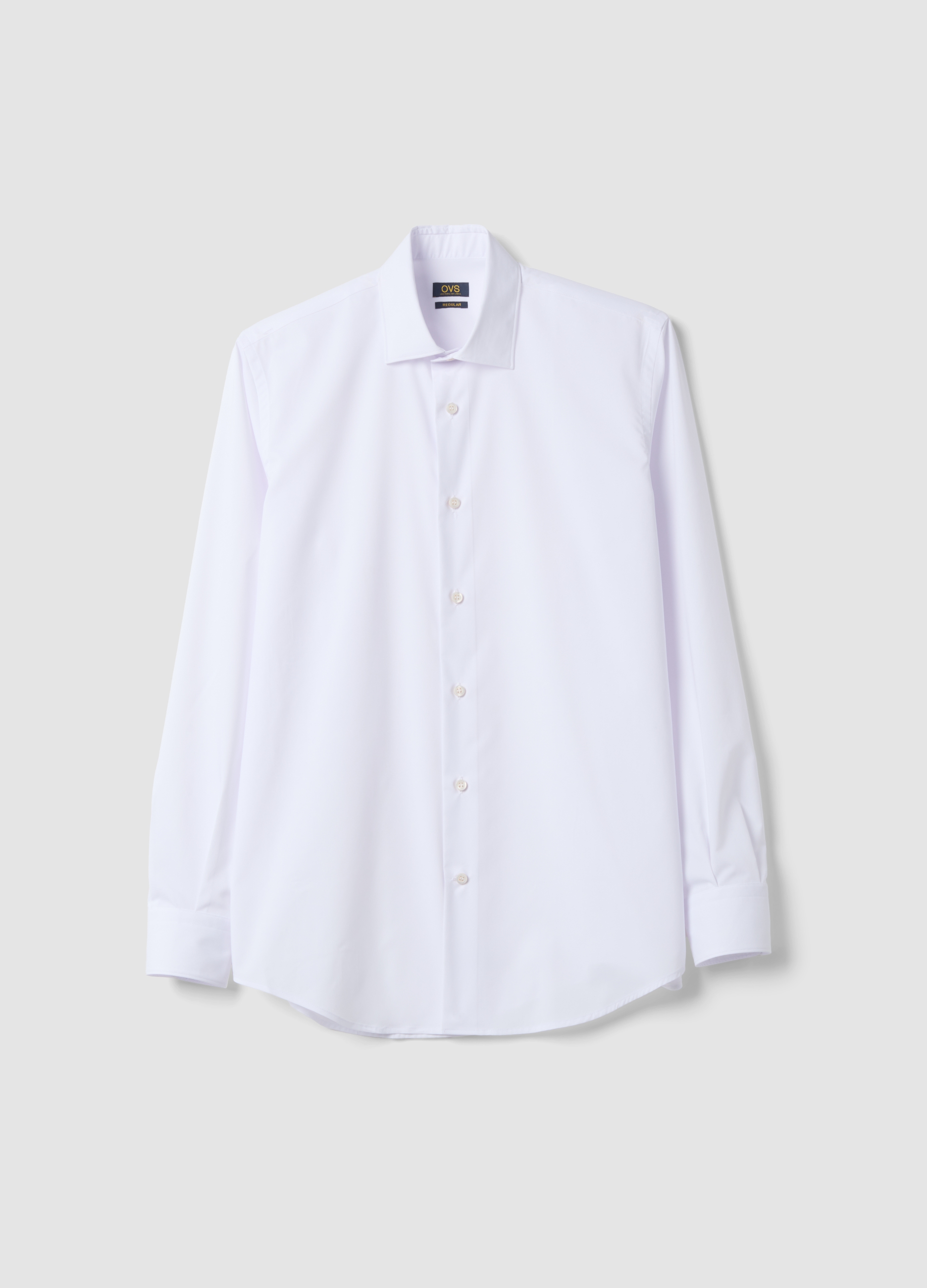 OVS, Camicia Bianca In Popeline Di Misto Lyocell Easy Iron Regular Fit, Uomo, Bianco, Taglia: 45