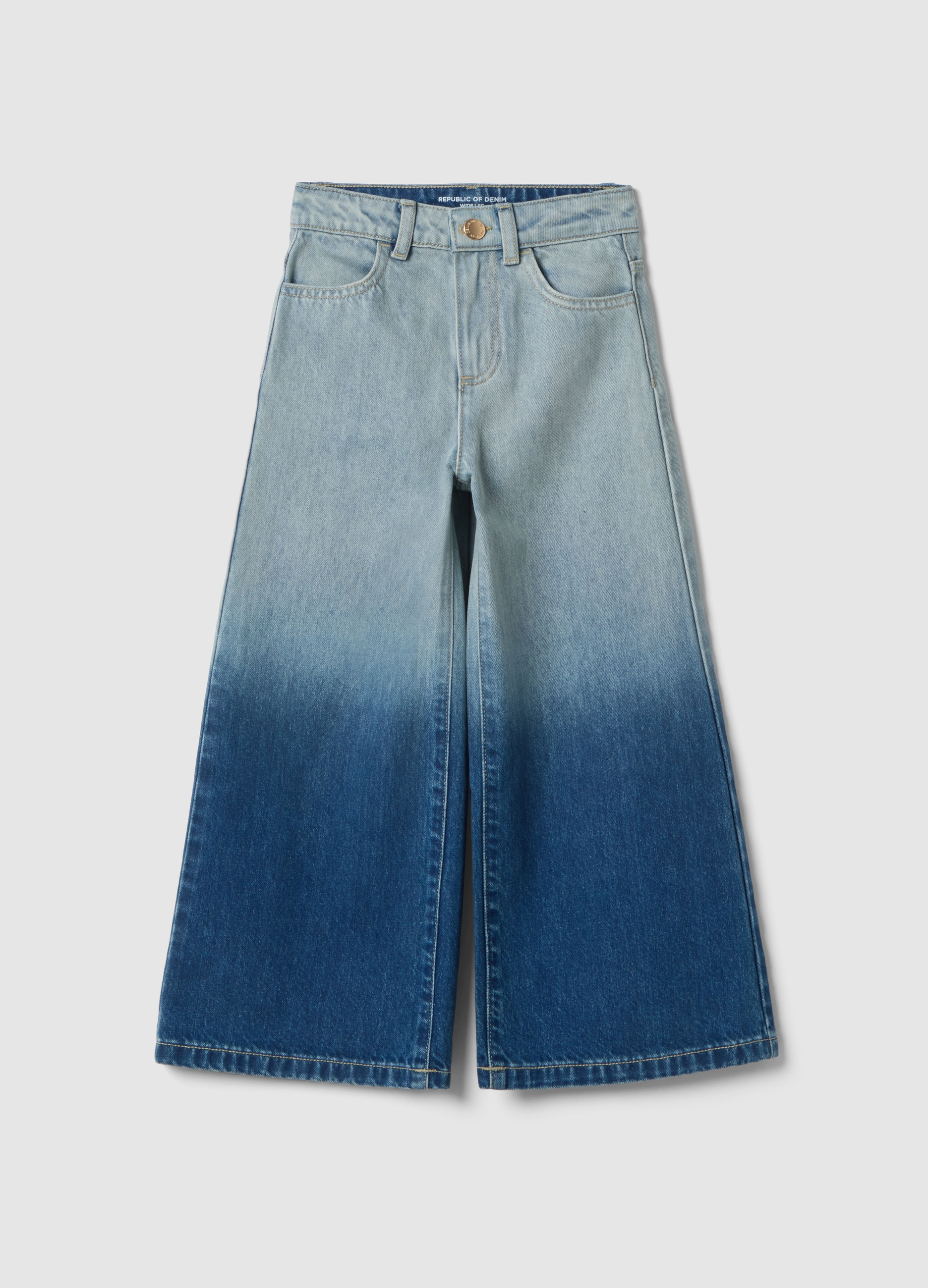 OVS KIDS, Jeans Super Wide Leg In Puro Cotone Multicolor Da Bambina, Niña, Azul Cielo/Azul, Talla: 8-9