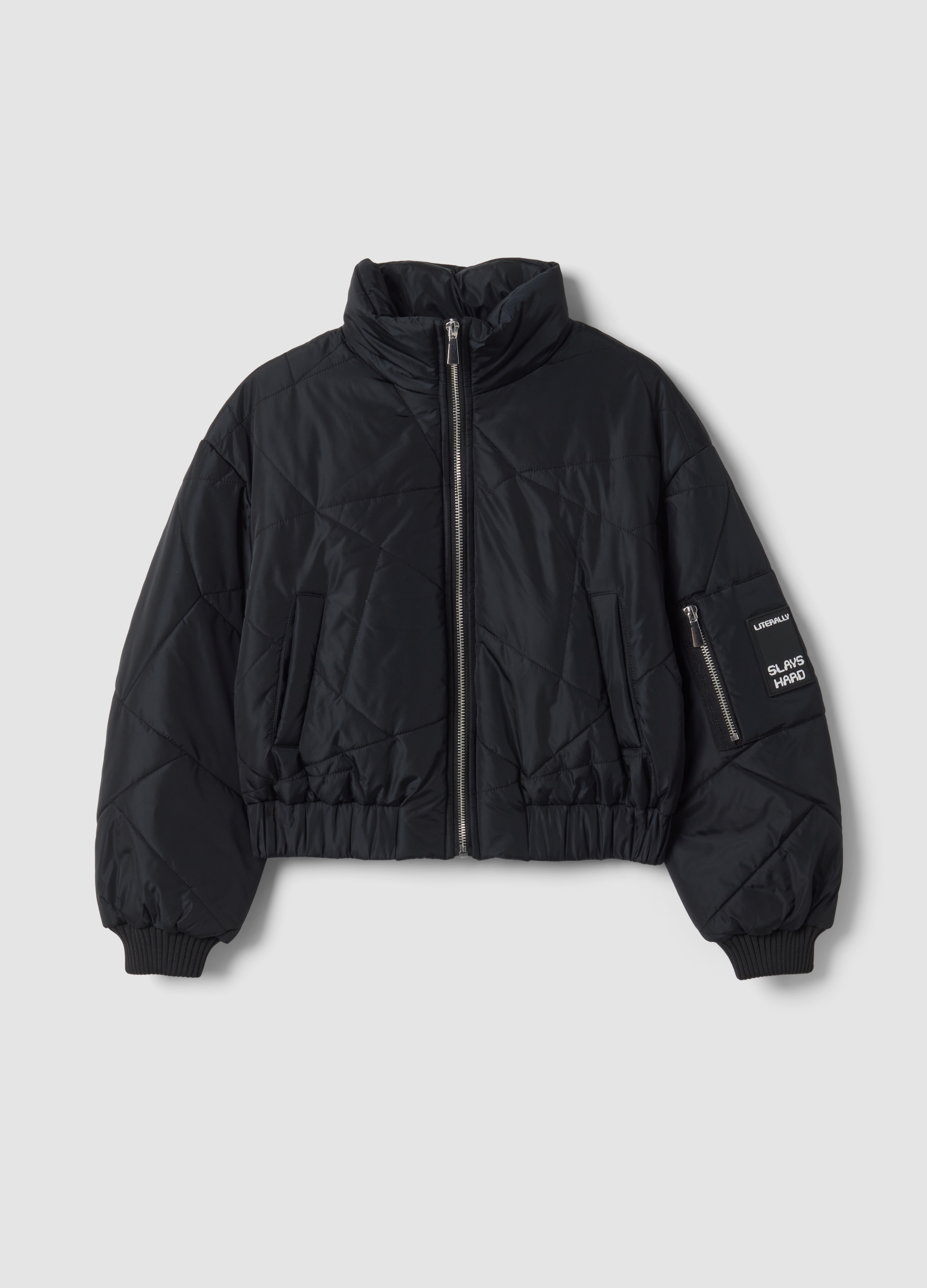 OVS KIDS, Giubbotto Nero Imbottito Con Zip E Collo Alto, Bambina, Nero, Taglia: 12-13