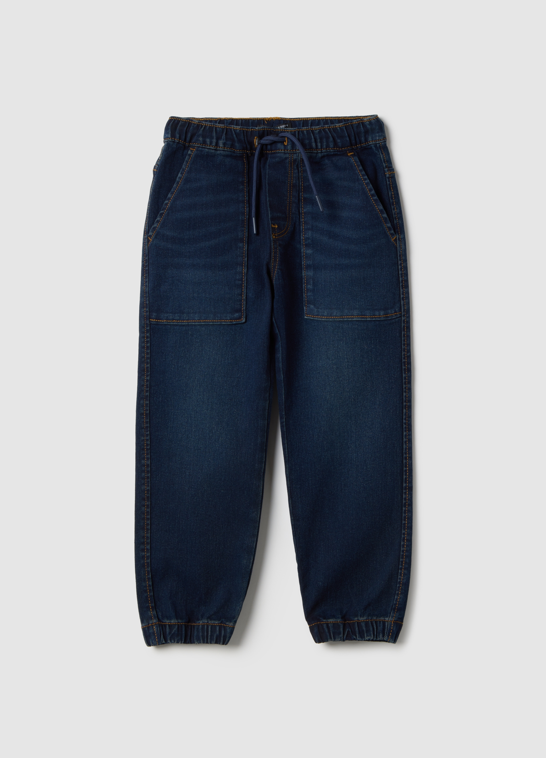 OVS KIDS, Jeans Jogger Azul De Mezcla De Algodón De Corte Relajado Para Niño, Niño, Azul oscuro, Talla: 6-7