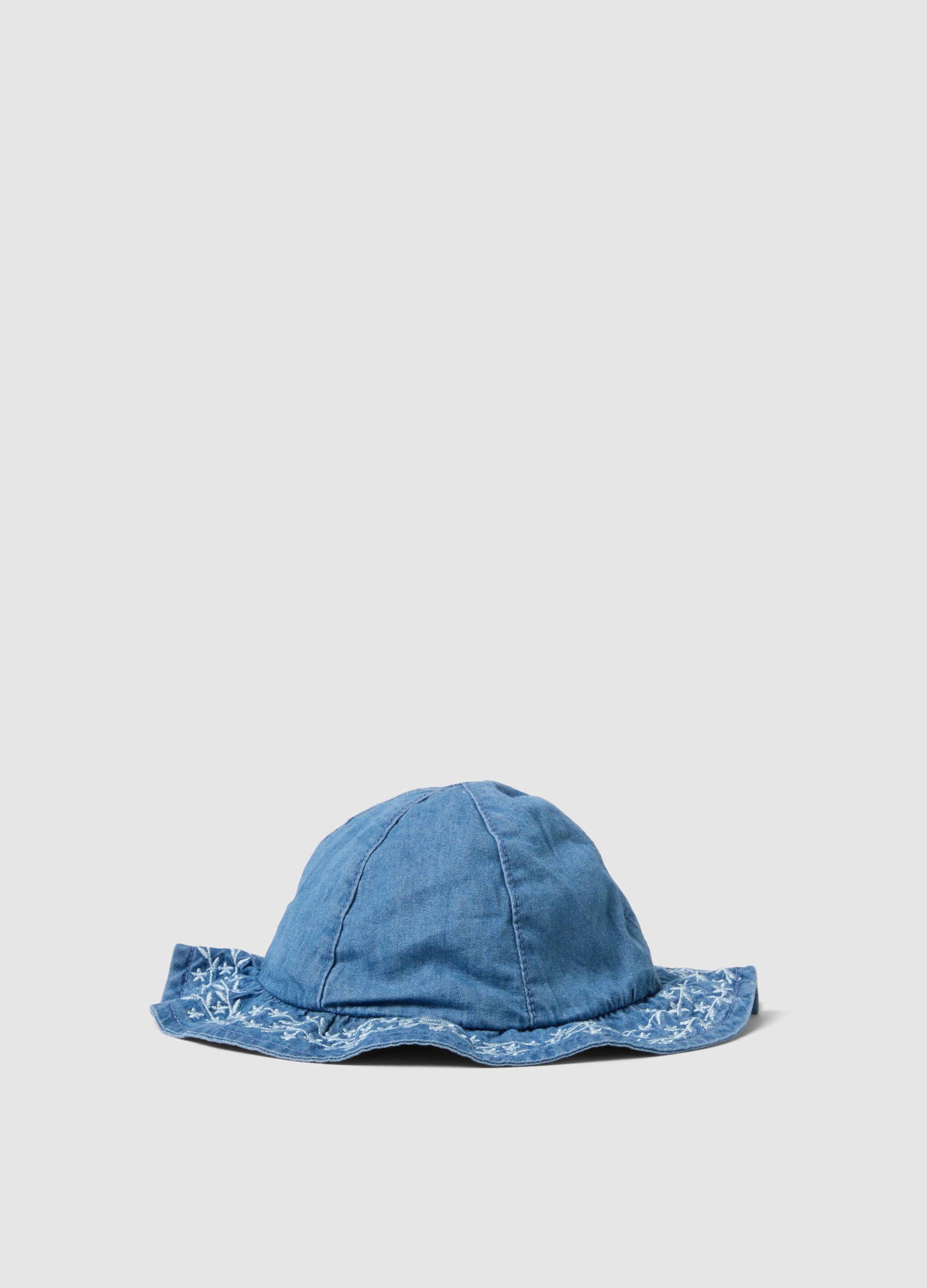 FAGOTTINO, Sombrero De Denim Azul Puro Algodón Para Bebés Con Detalles Bordados, Bebé Niña, Azul suave, Talla: FASUL