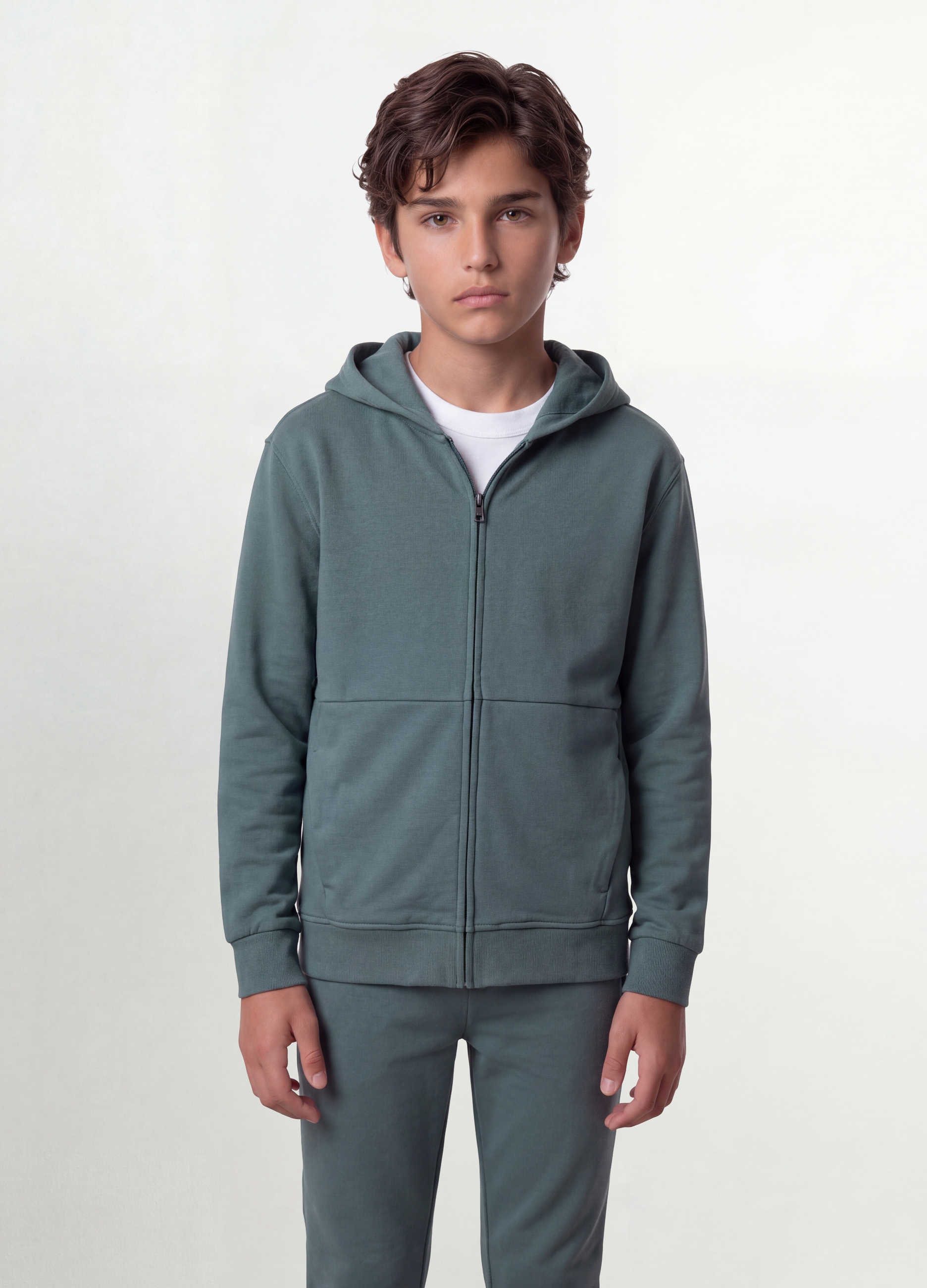 OVS KIDS, Felpa Verde Con Cappuccio E Zip In Puro Cotone Organico Per Ragazzo Relaxed Fit, Bambino, Verde, Taglia: 13-14