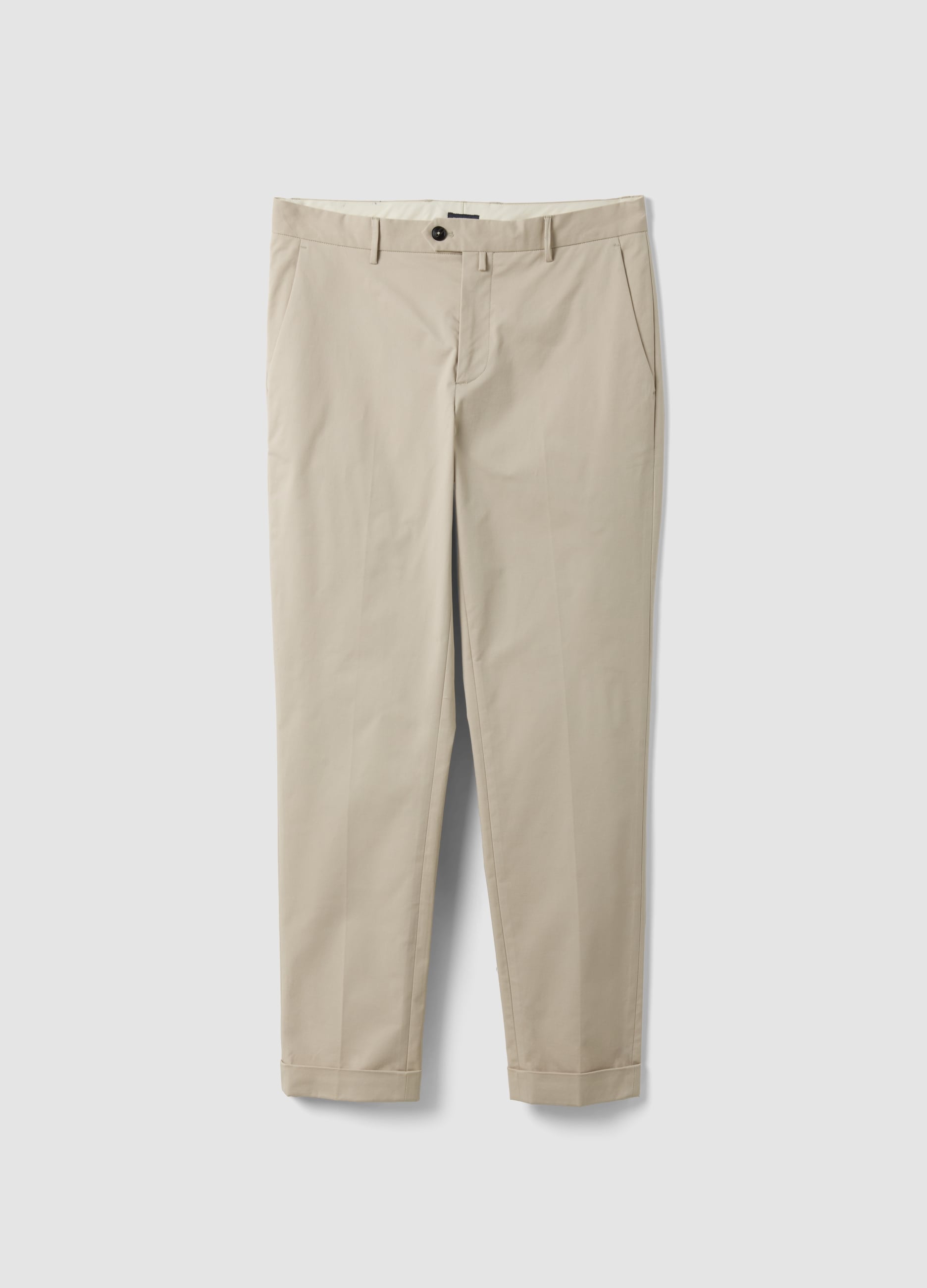 Piombo Contemporary, Pantaloni Chino Beige In Twill Di Cotone Elasticizzato Regular Fit, Uomo, Beige, Taglia: 46