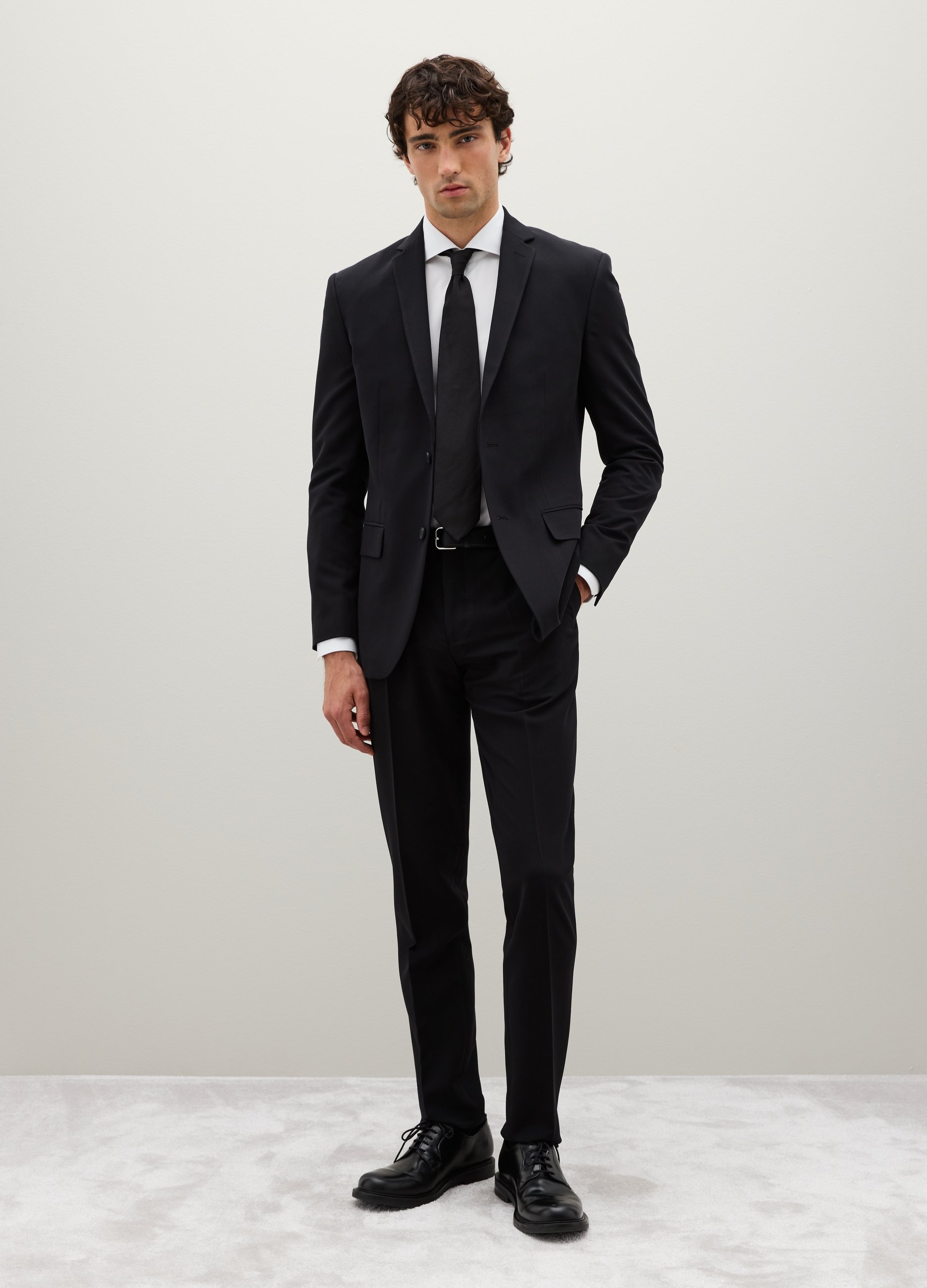 PIOMBO, Pantaloni Neri In Misto Viscosa Slim Fit, Uomo, Nero, Taglia: 50