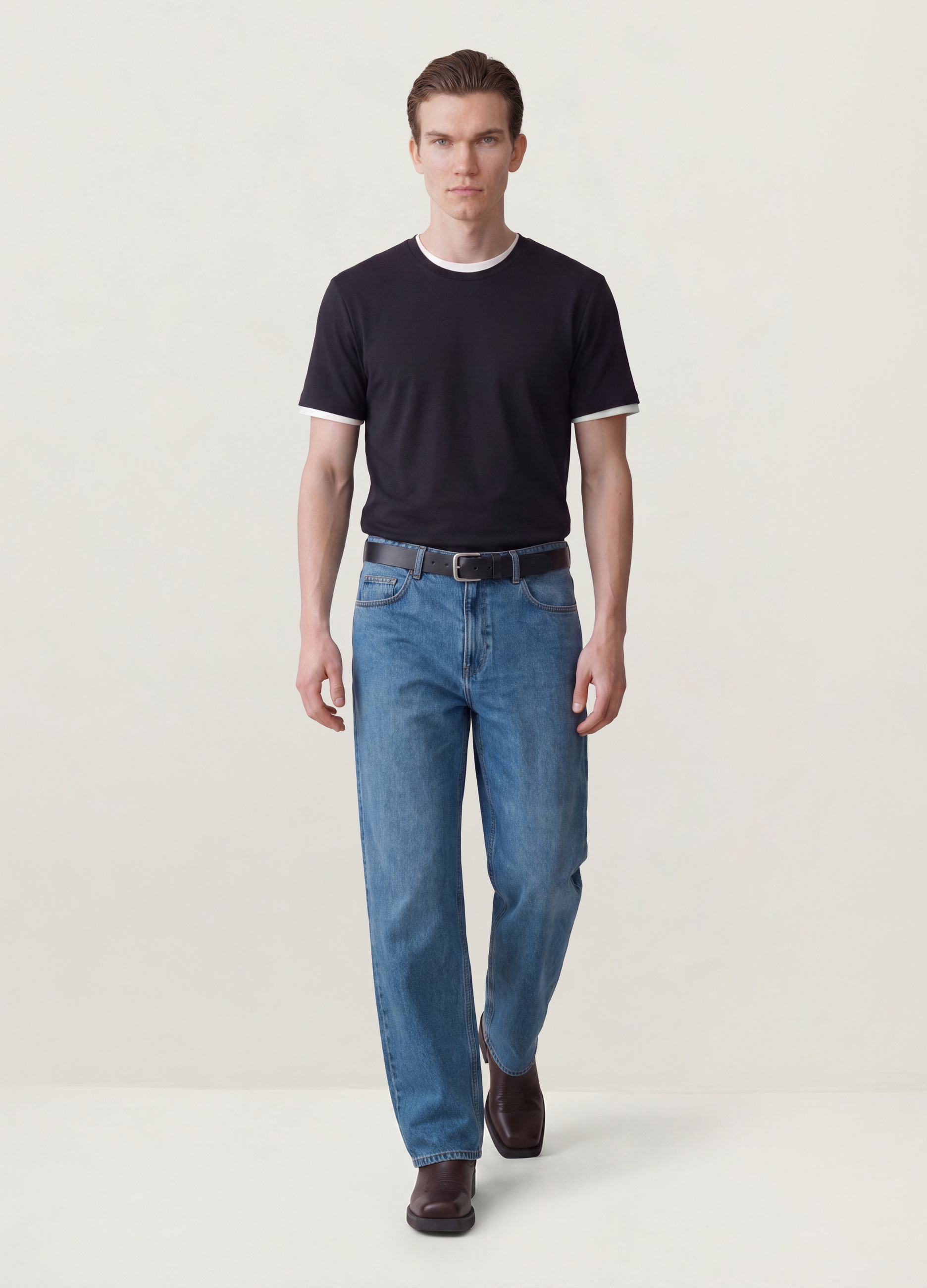 REPUBLIC OF DENIM, Jeans Blu Wide Leg In Puro Cotone, Uomo, Blu, Taglia: 48
