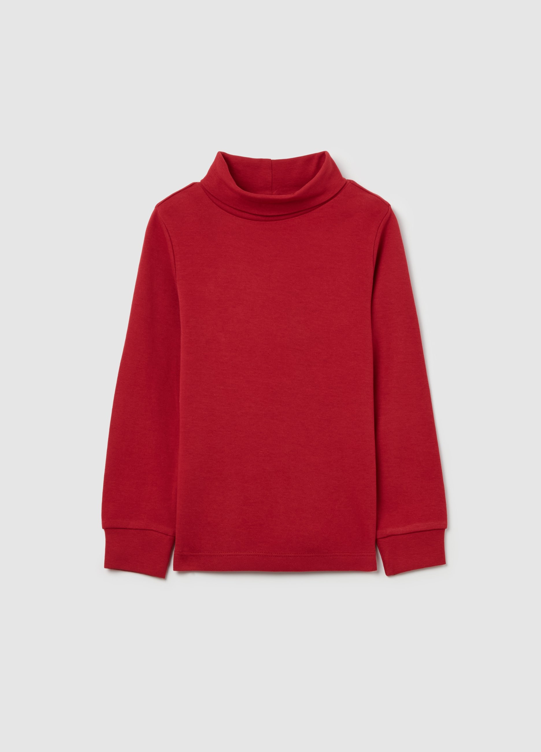 Camiseta De Manga Larga Y Cuello Alto, Niño, Rojo Oscuro, Talla: 7-8