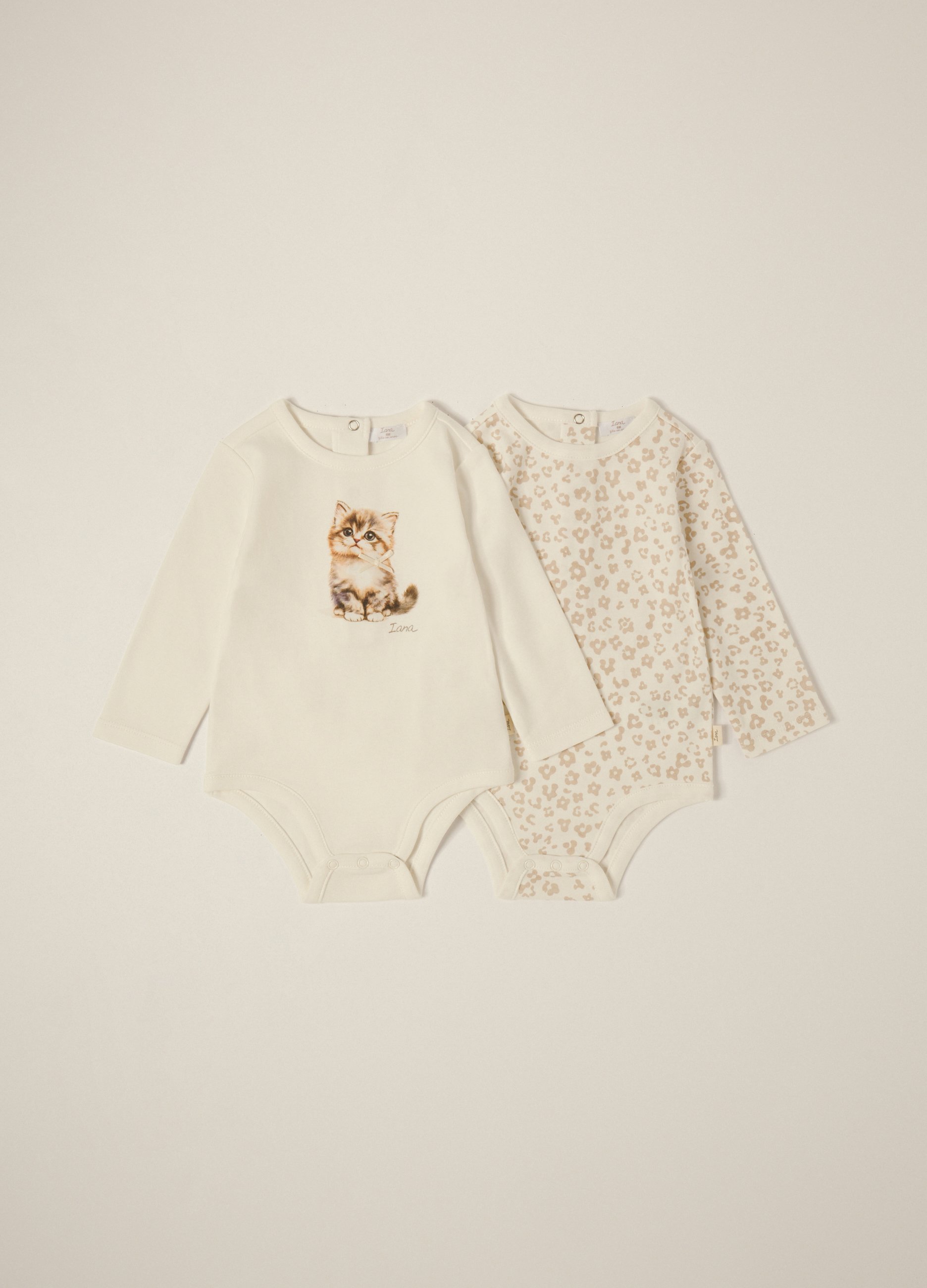 IANA, Pack 2 Body In Interlock Di Puro Cotone Iana Neonata, Bianco, Taglia: 0