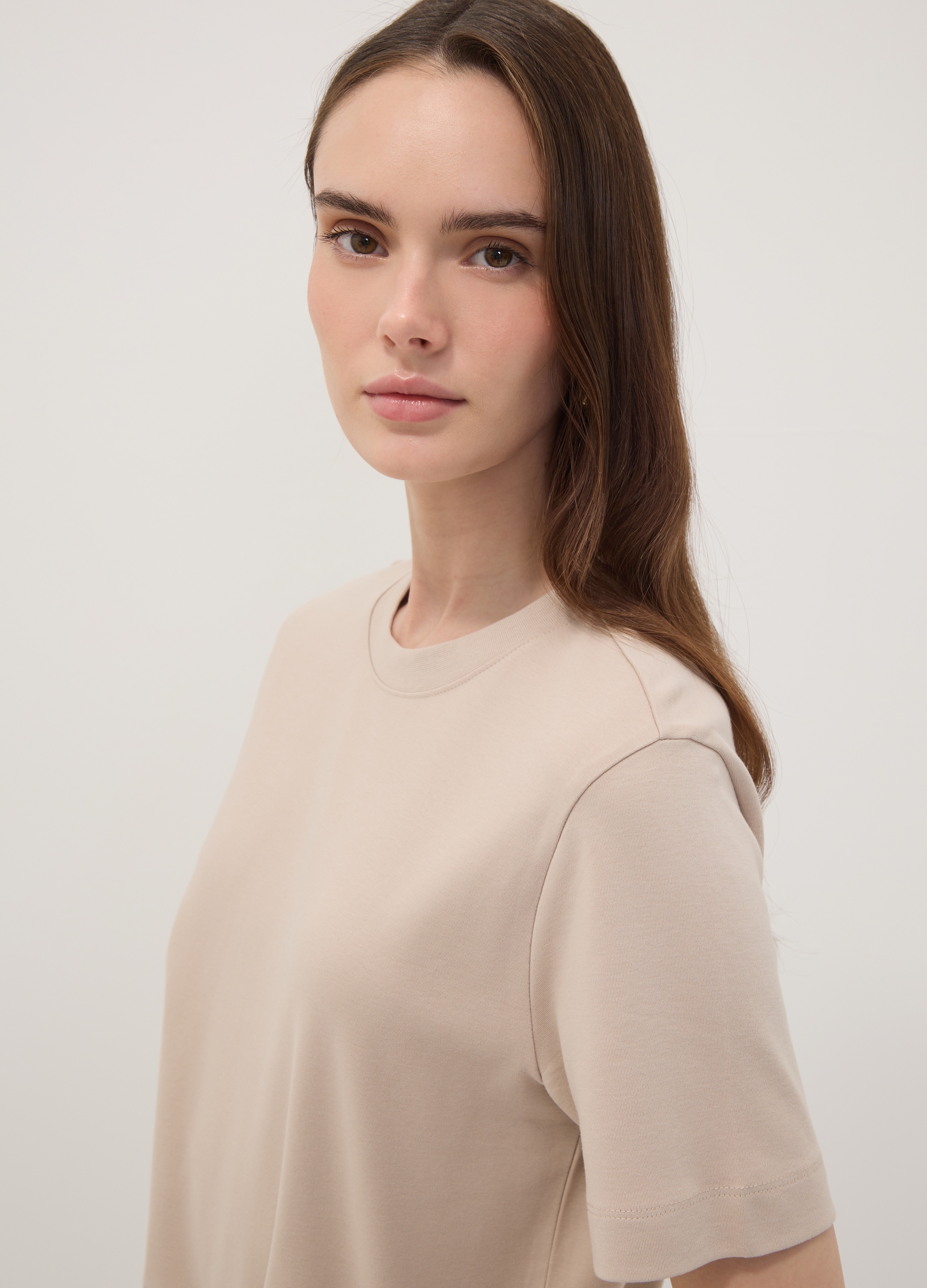 OVS, T-shirt The Iconic Tee Relaxed Fit Beige In Puro Cotone A Maniche Corte, Donna, Beige, Taglia: XS