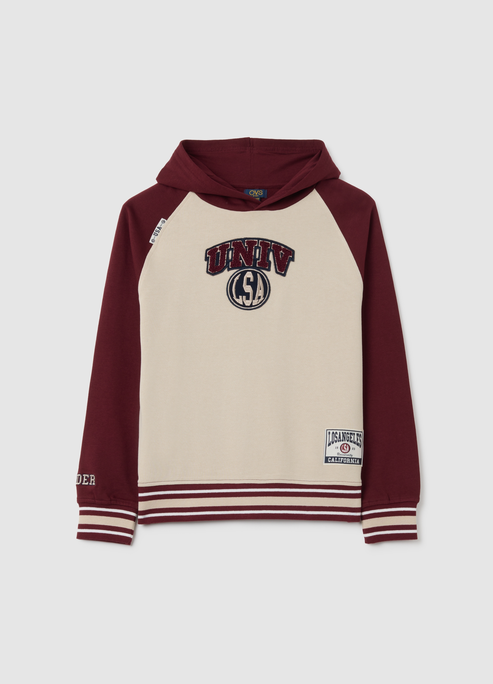 Felpa Da Ragazzo In Puro Cotone Multicolor Regular Fit, Niño, Beige/Rojo, Talla: 13-14