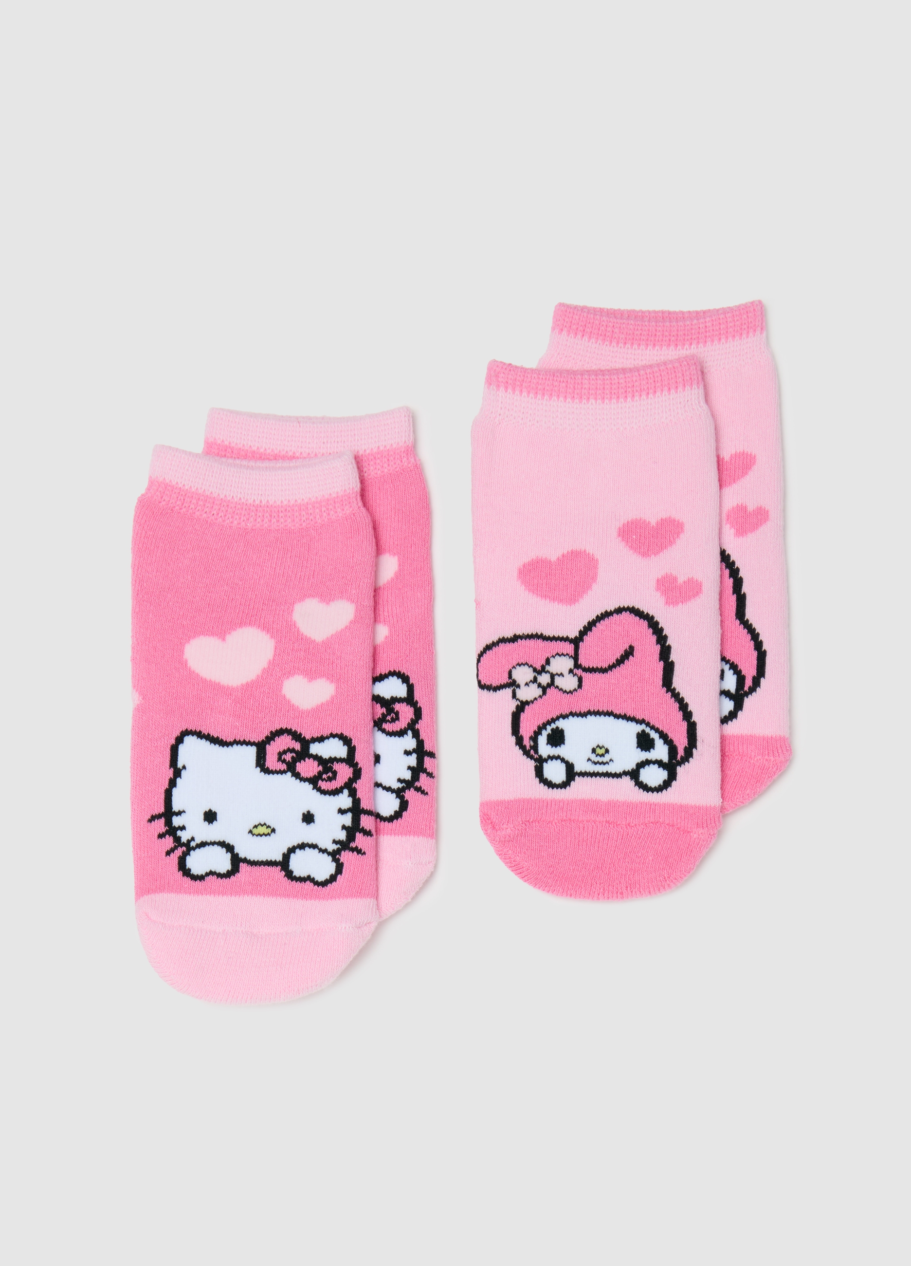 OVS, Bipack Calze Antiscivolo Con Disegno Hello Kitty, Bambina, Rosa, Taglia: 6-12