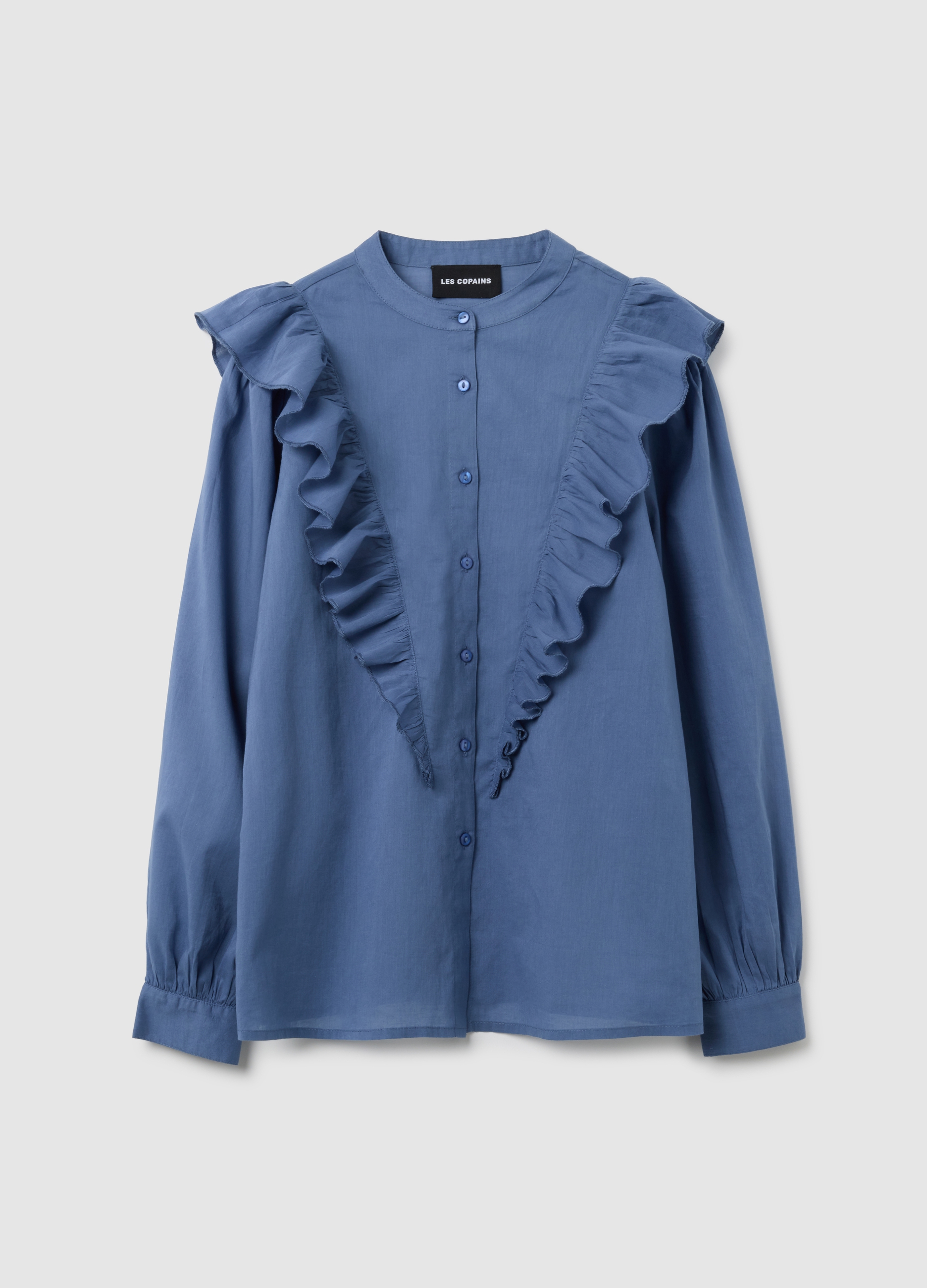 Camisa Azul De Algodón Puro Regular Fit, Mujer, Azul suave, Talla: 36