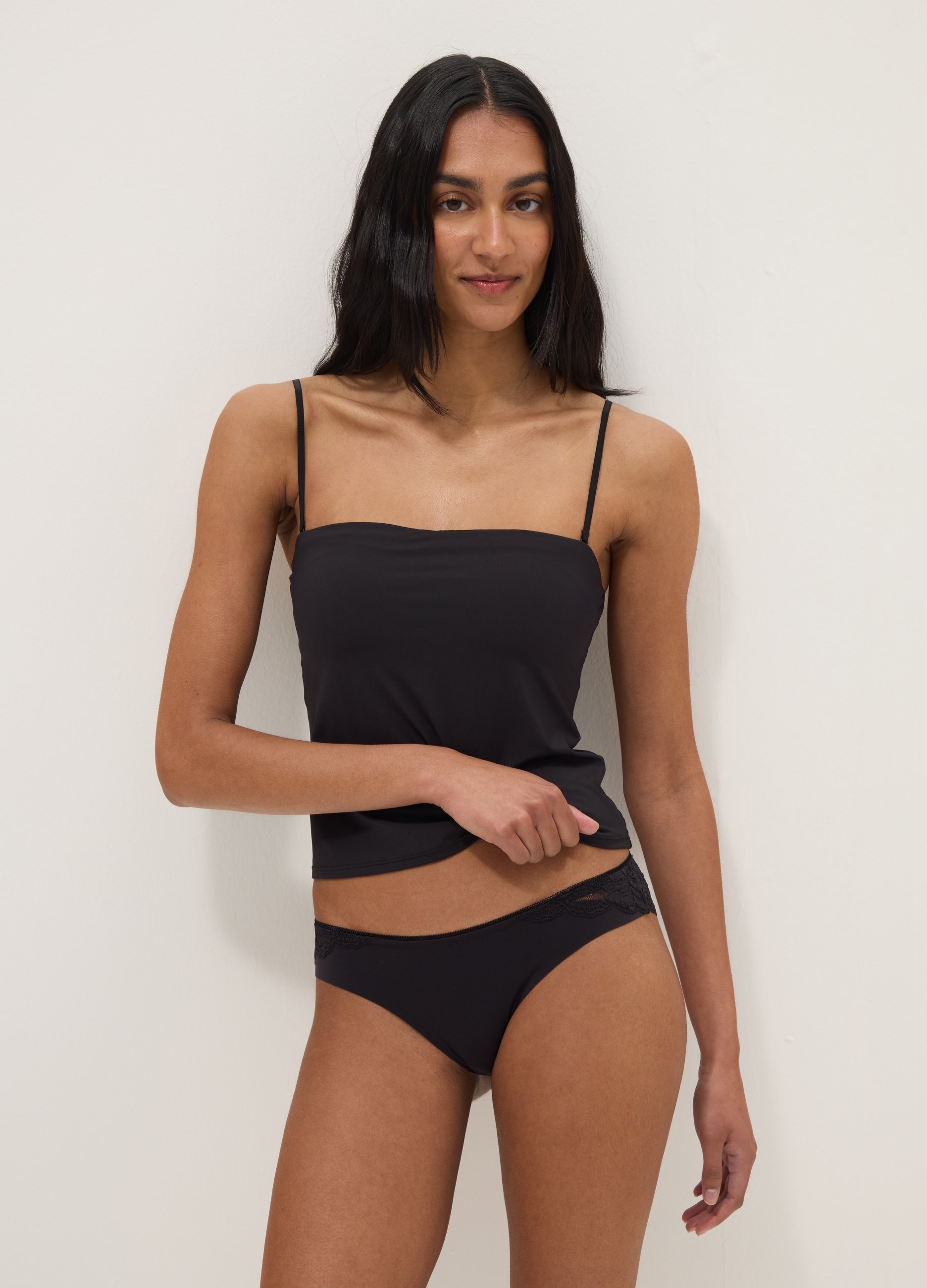 Camiseta Negra De Ajuste Regular Con Escote Cuadrado, Mujer, Gunmetal, Talla: S