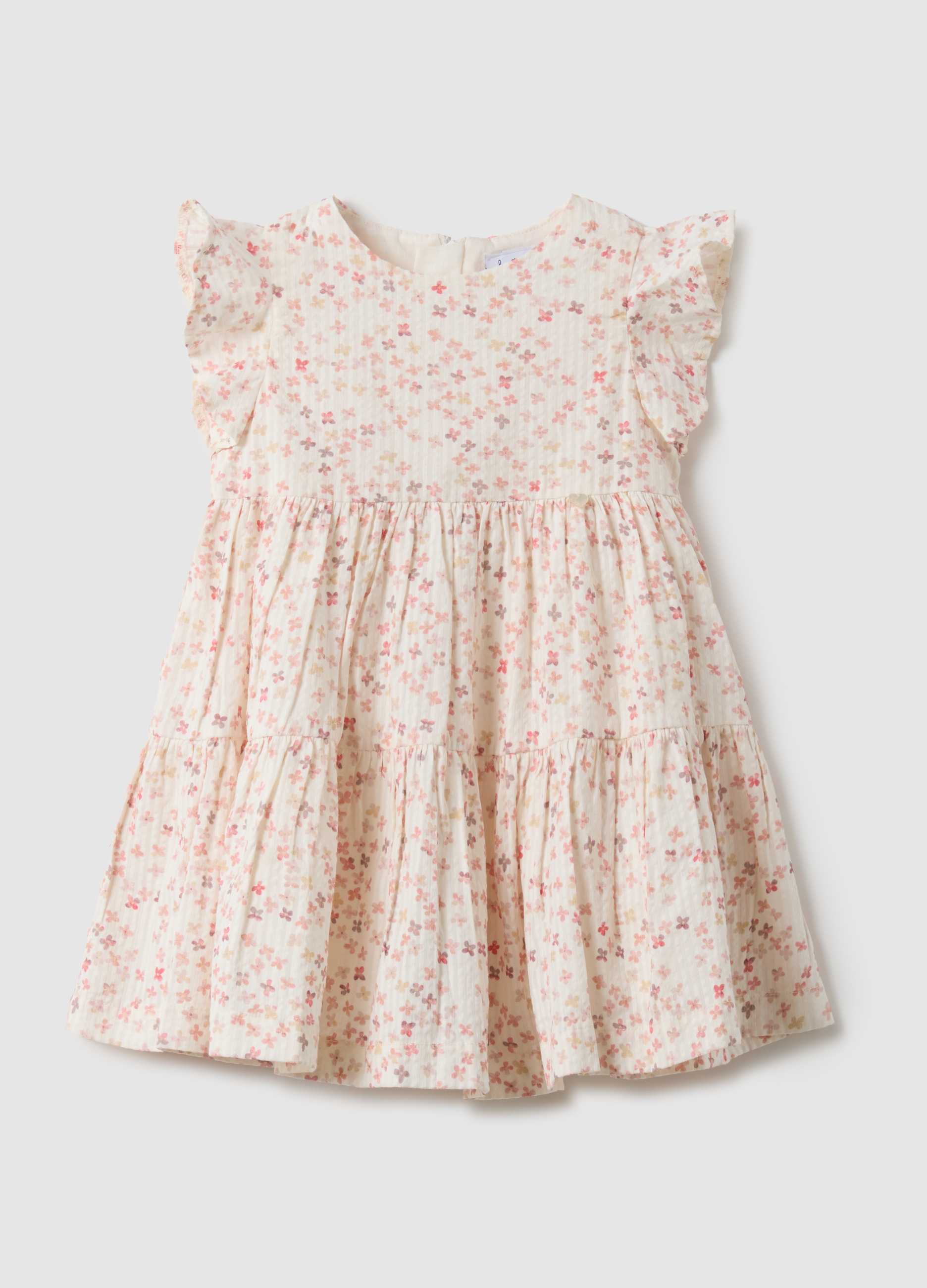 FAGOTTINO, Vestido Multicolor De Puro Algodón Para Niña, Ajuste Regular Con Flores, Niña, Blanco/rosa, Talla: 9-12
