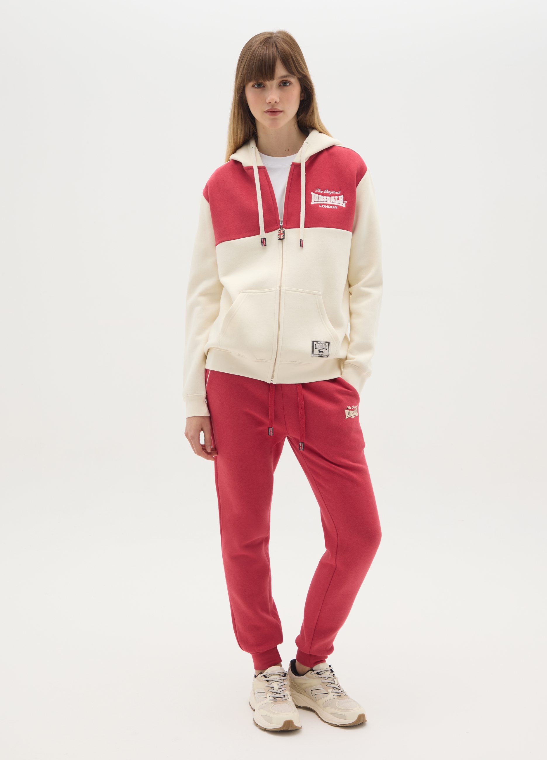 LONSDALE, Felpa In Misto Cotone Multicolor Con Zip, Donna, Multicolor, Taglia: M
