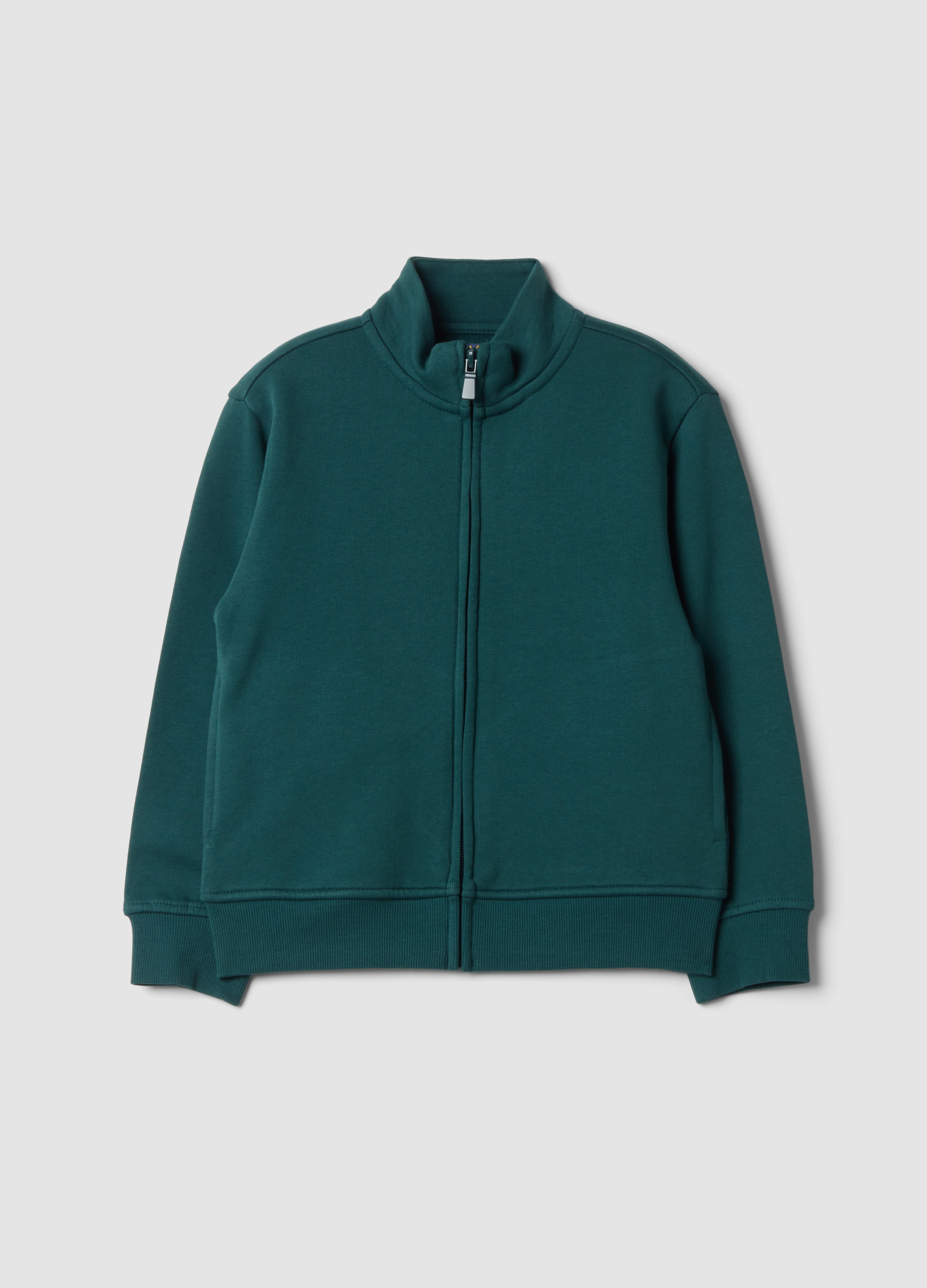 OVS KIDS, Felpa Verde Con Colletto In Puro Cotone Organico, Bambino, Verde, Taglia: 5-6