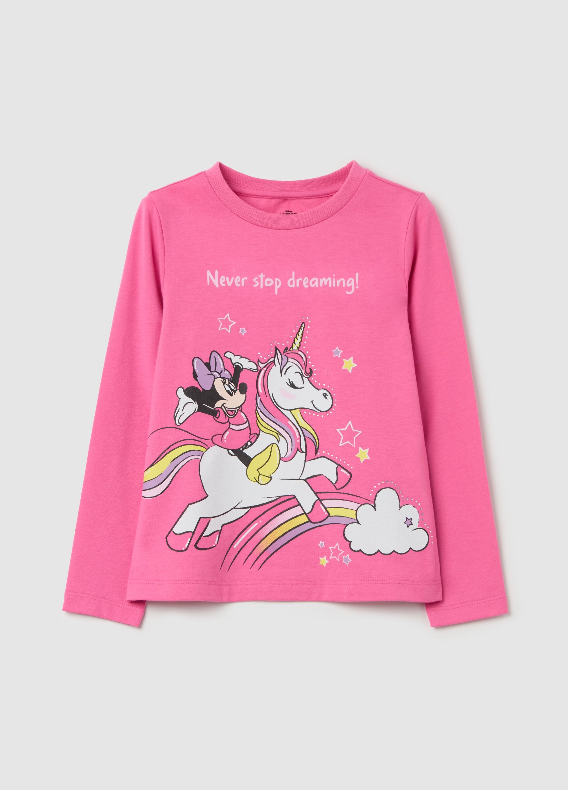 DISNEY, Camiseta Manga Larga Con Estampado Minnie, Niña, Rosa pastel, Talla: 8-9