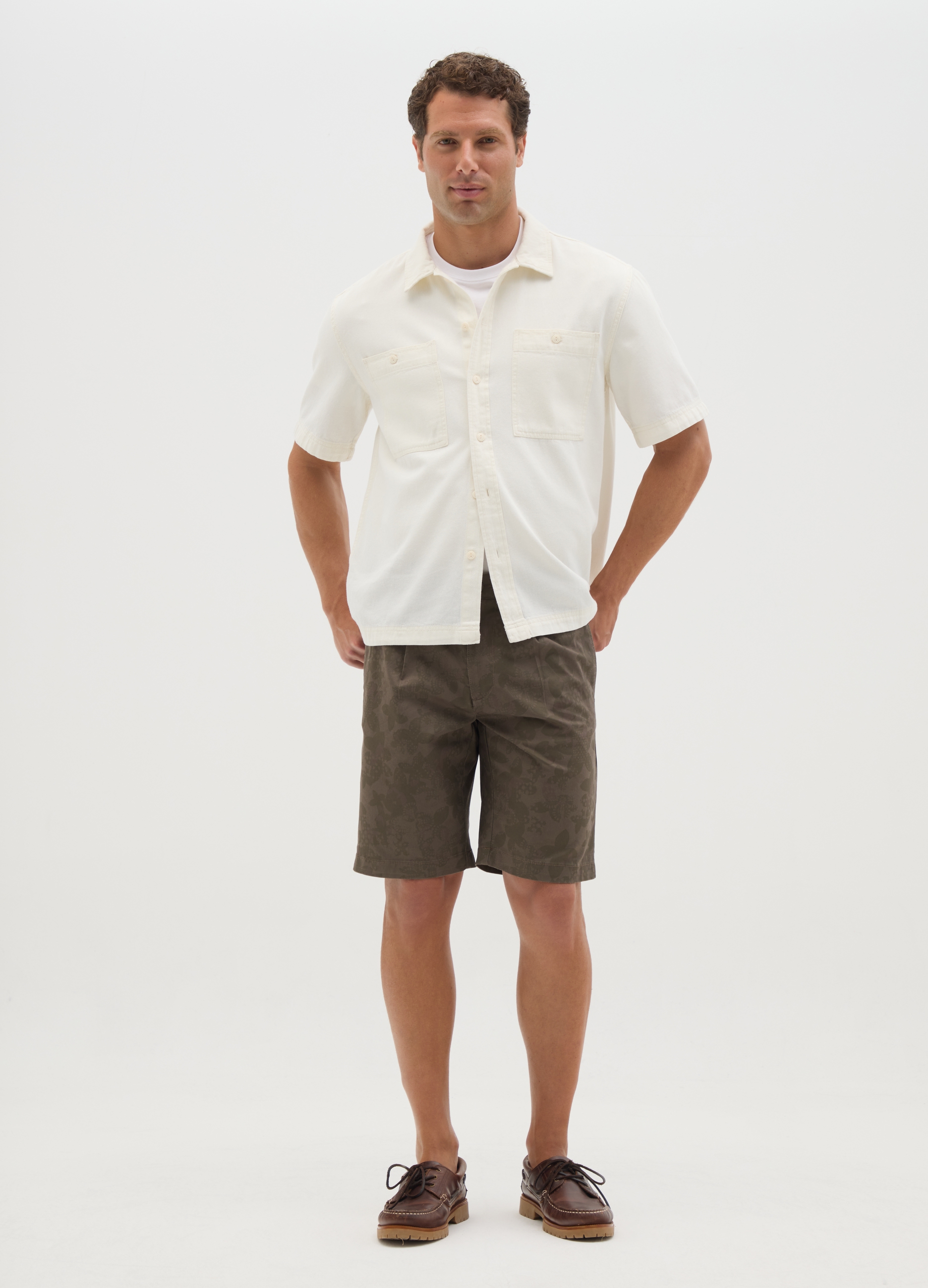 OVS, Bermuda De Hombre De Algodón Marrón Ajuste Regular, Hombre, Marrón barro, Talla: 48