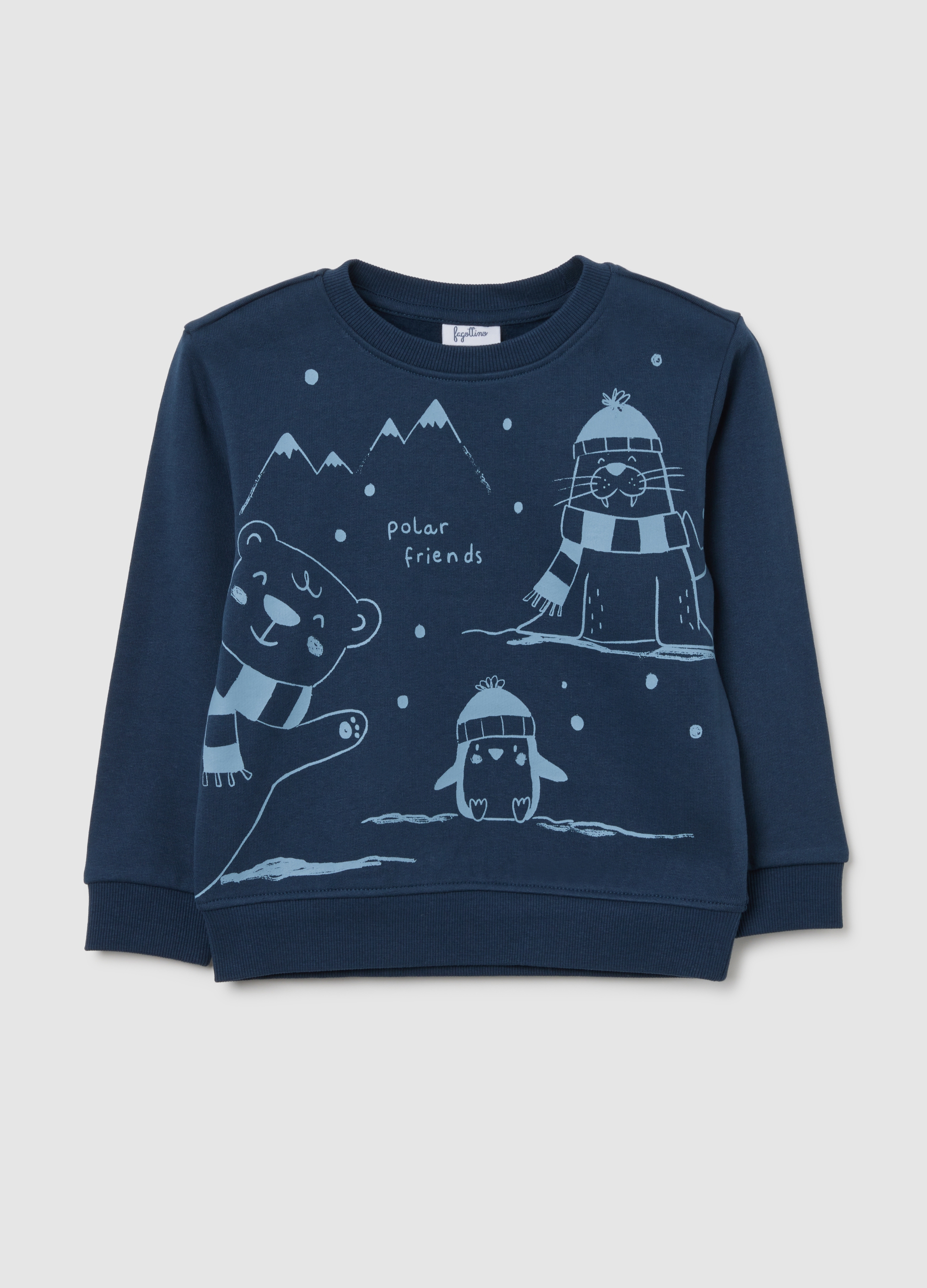 FAGOTTINO, Sudadera Para Niños De Algodón Azul Puro Ajustada Regular, Niño, Azul oscuro, Talla: 30-36