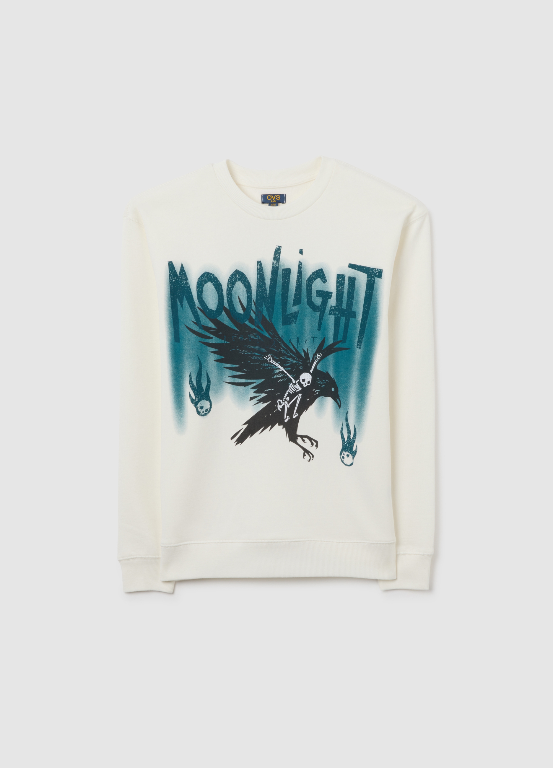 OVS KIDS, Sudadera Blanca Para Chico Con Estampado En Algodón Puro Ajuste Oversize, Niño, Blanco óptico, Talla: 11-12