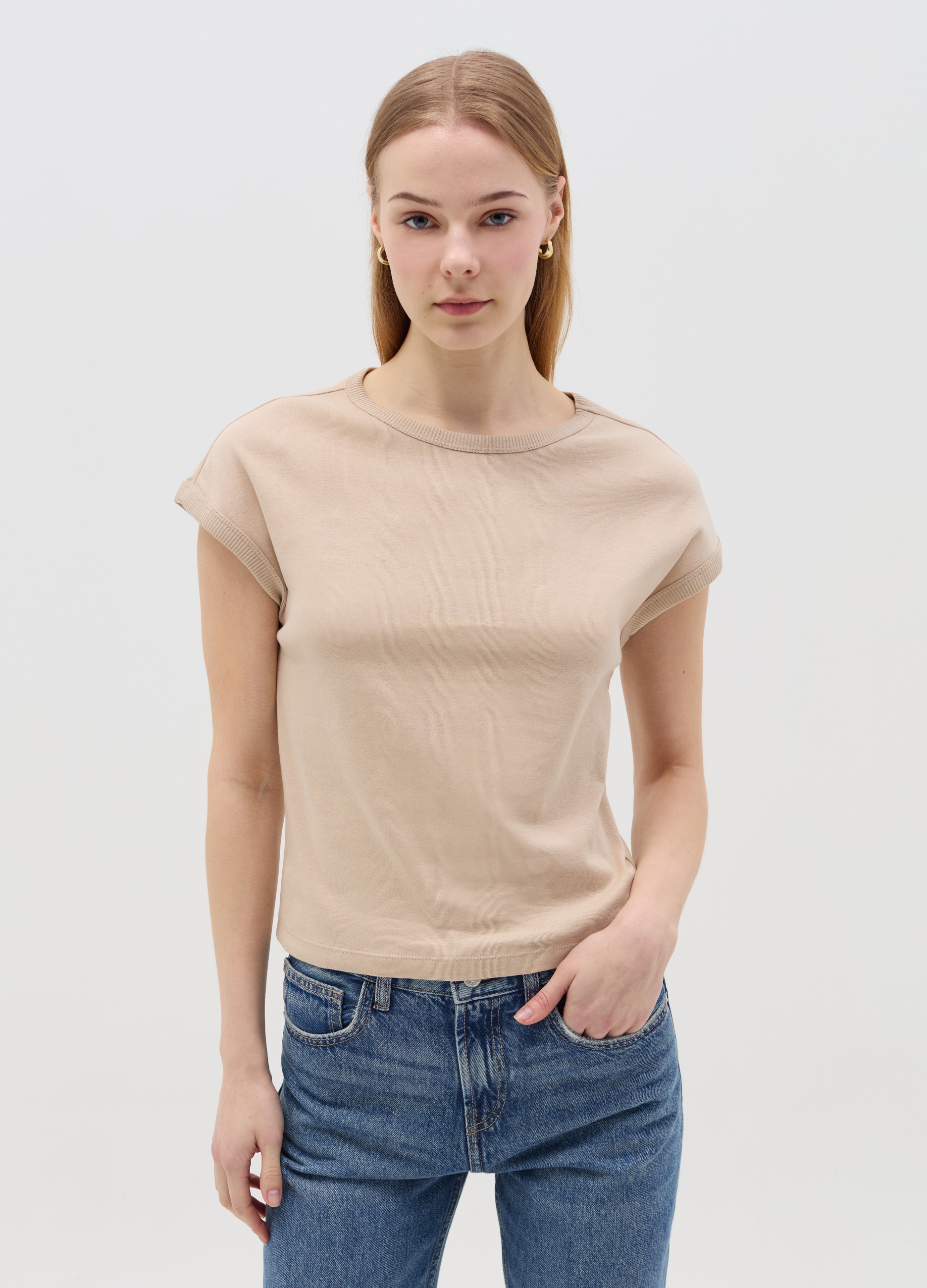 OVS , T-shirt Con Maniche A Kimono Beige, Donna, Beige, Taglia: S