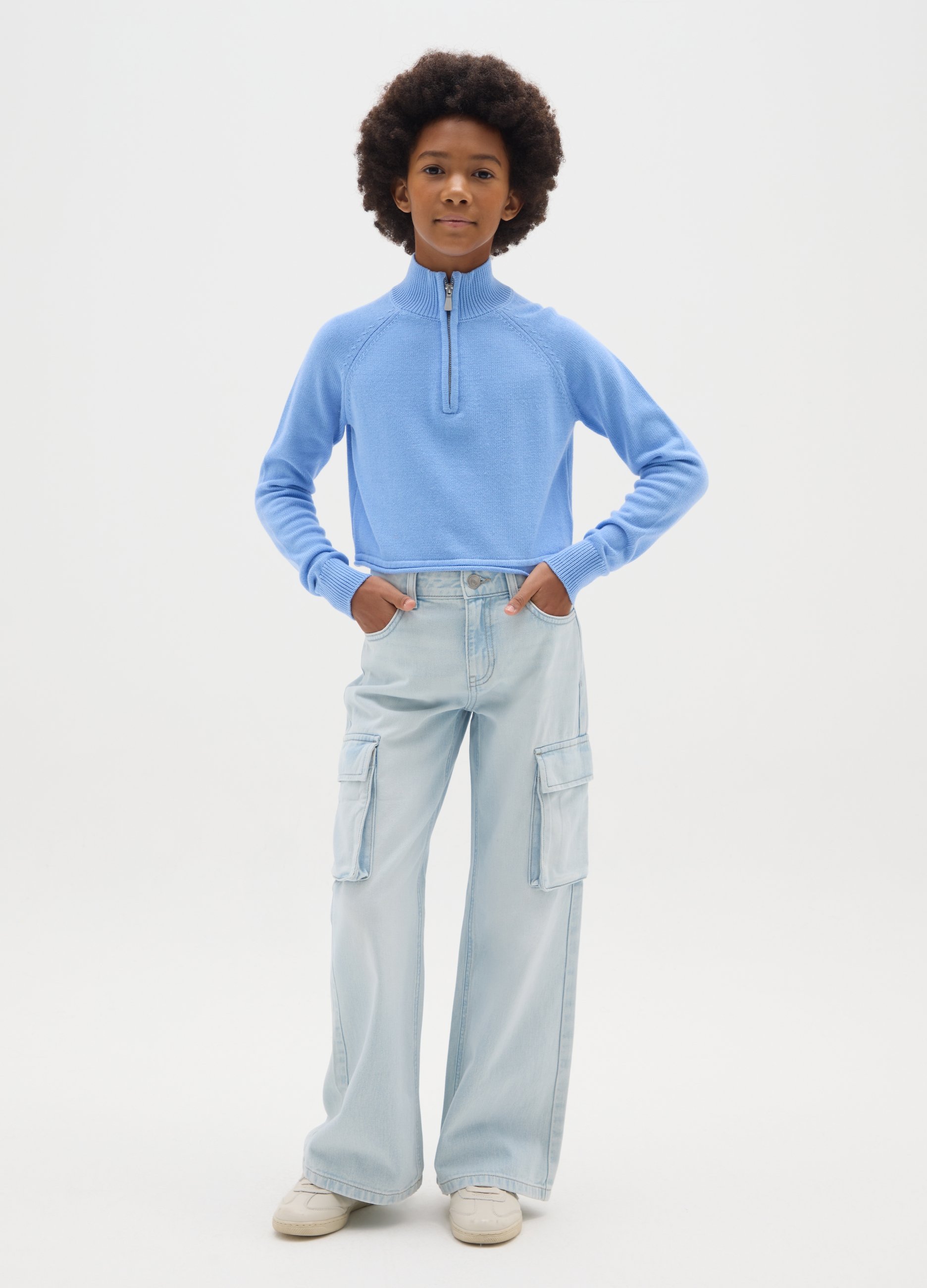 REPUBLIC OF DENIM, Jeans Da Ragazze In Puro Cotone Azzurri Relaxed Fit, Bambina, Azzurro, Taglia: 13-14