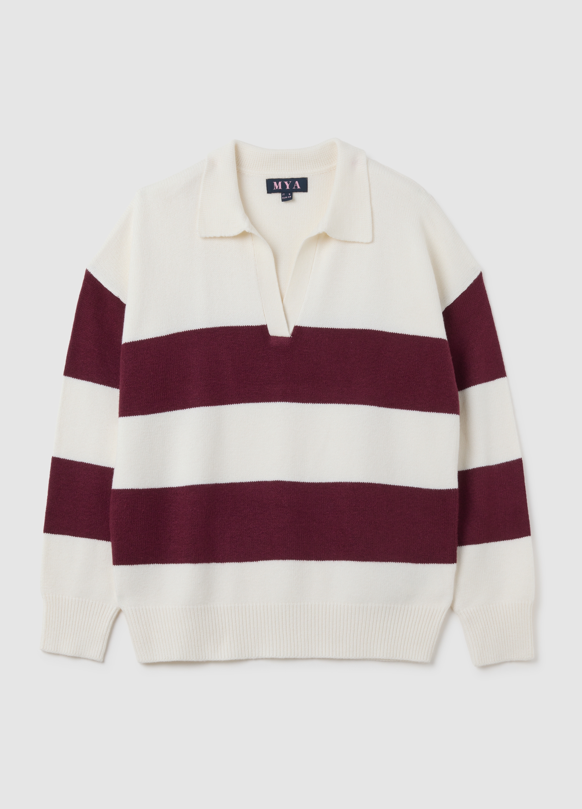 Suéter Ajustado Multicolor Mezcla De Algodón, Mujer, Blanco/rojo, Talla: M