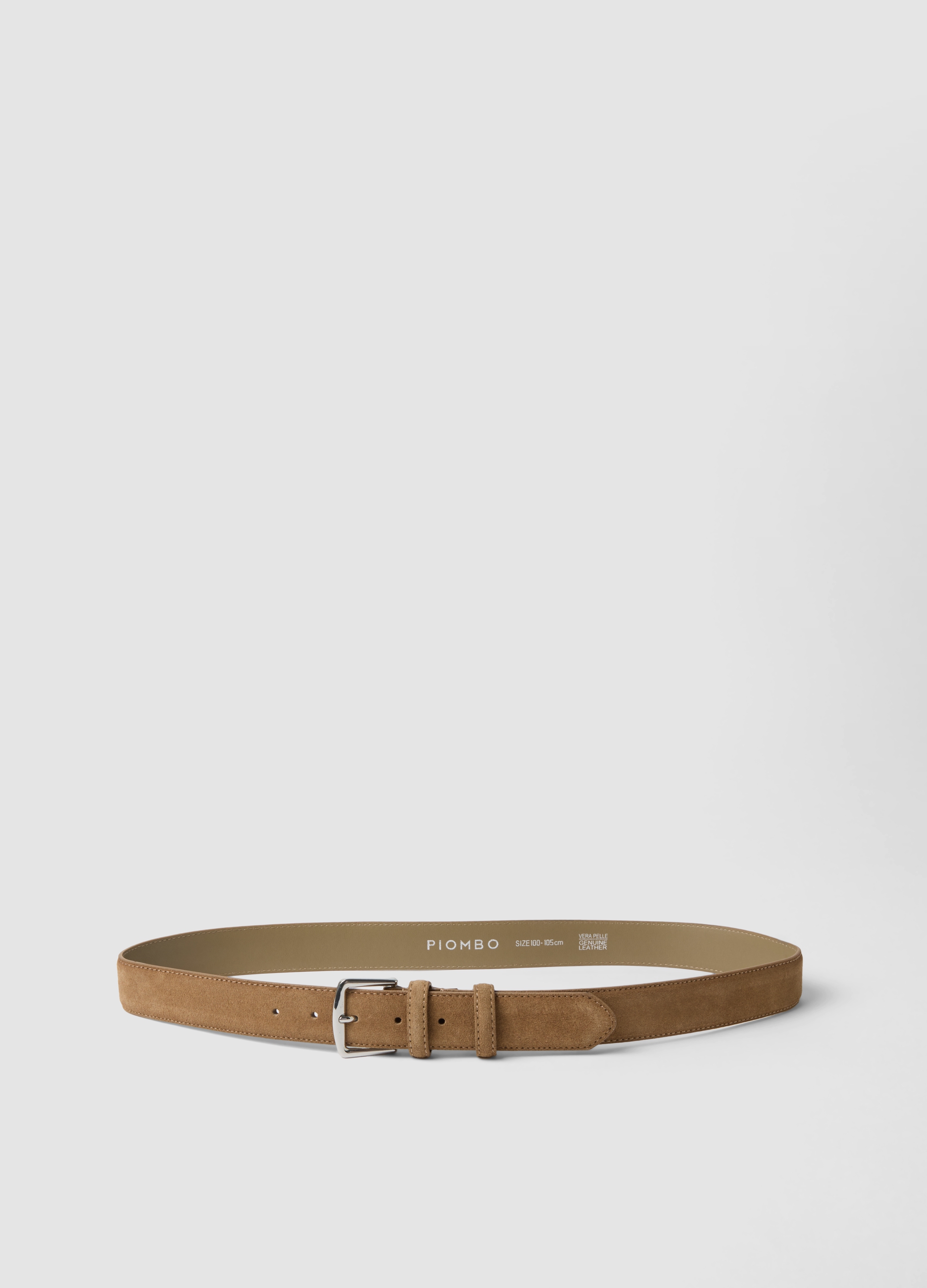Piombo Contemporary, Cintura Beige In Vera Pelle Scamosciata, Uomo, Beige, Taglia: 100-105 cm